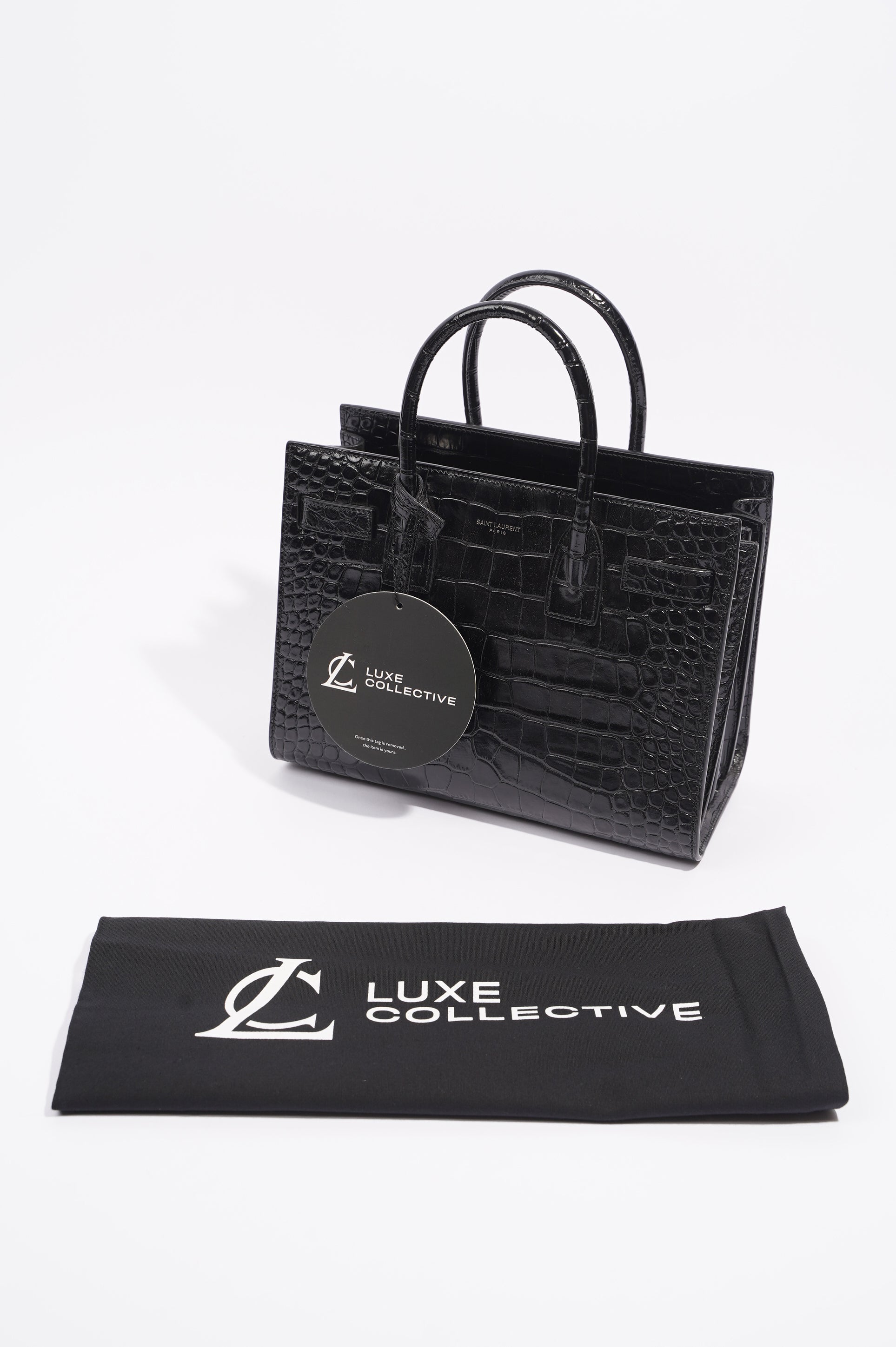 Saint Laurent Womens Sac De Jour Black Croc Baby