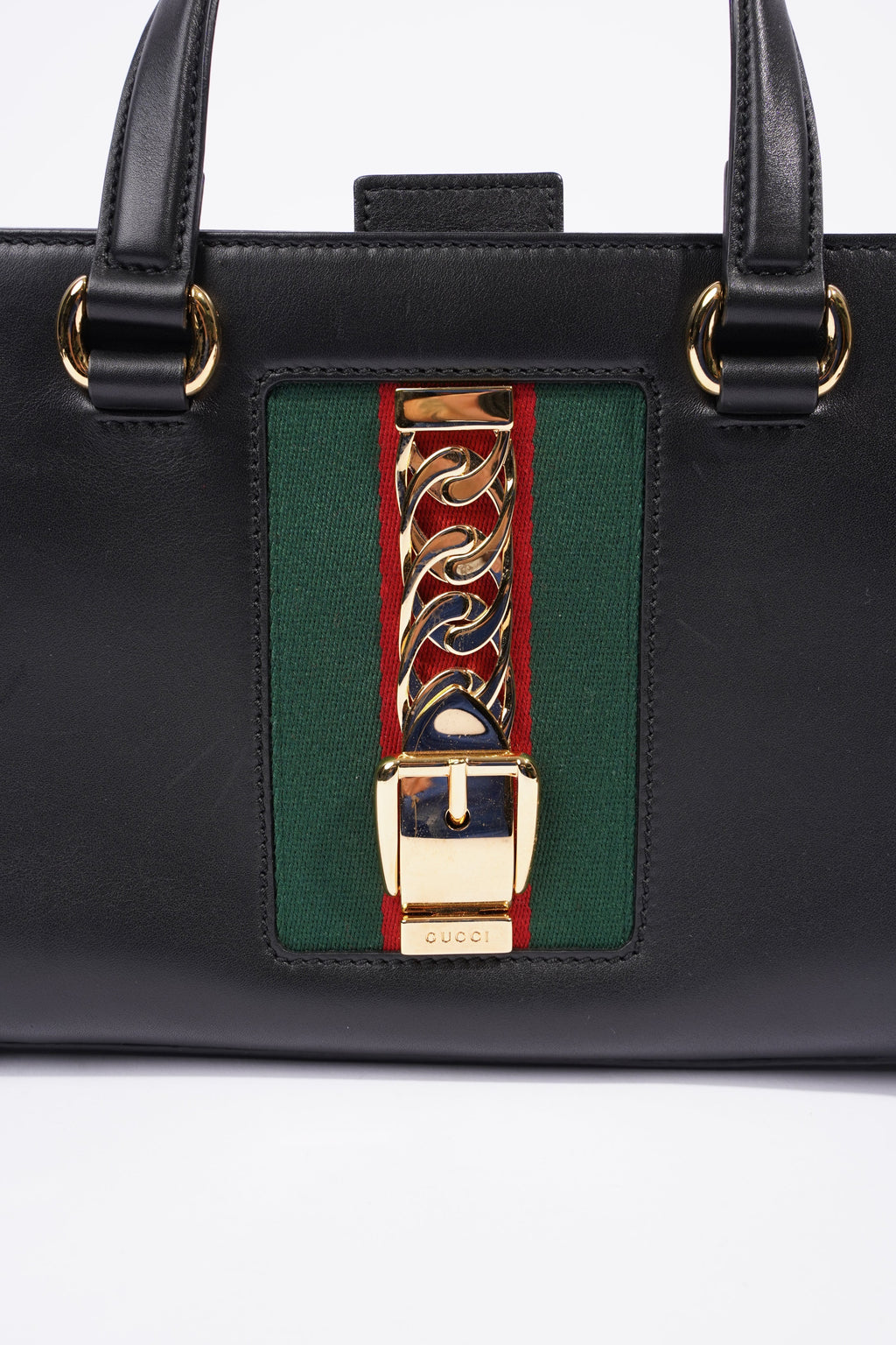 Gucci Sylvie Top Handle Bag Black Leather