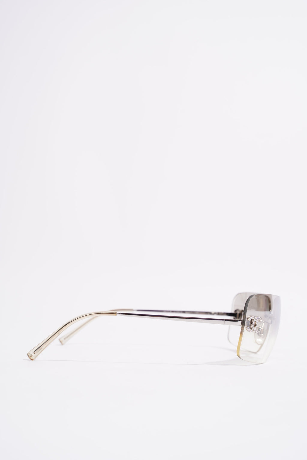 Chanel Womens Glossy Sunglasses Silver Finish Acetate 120