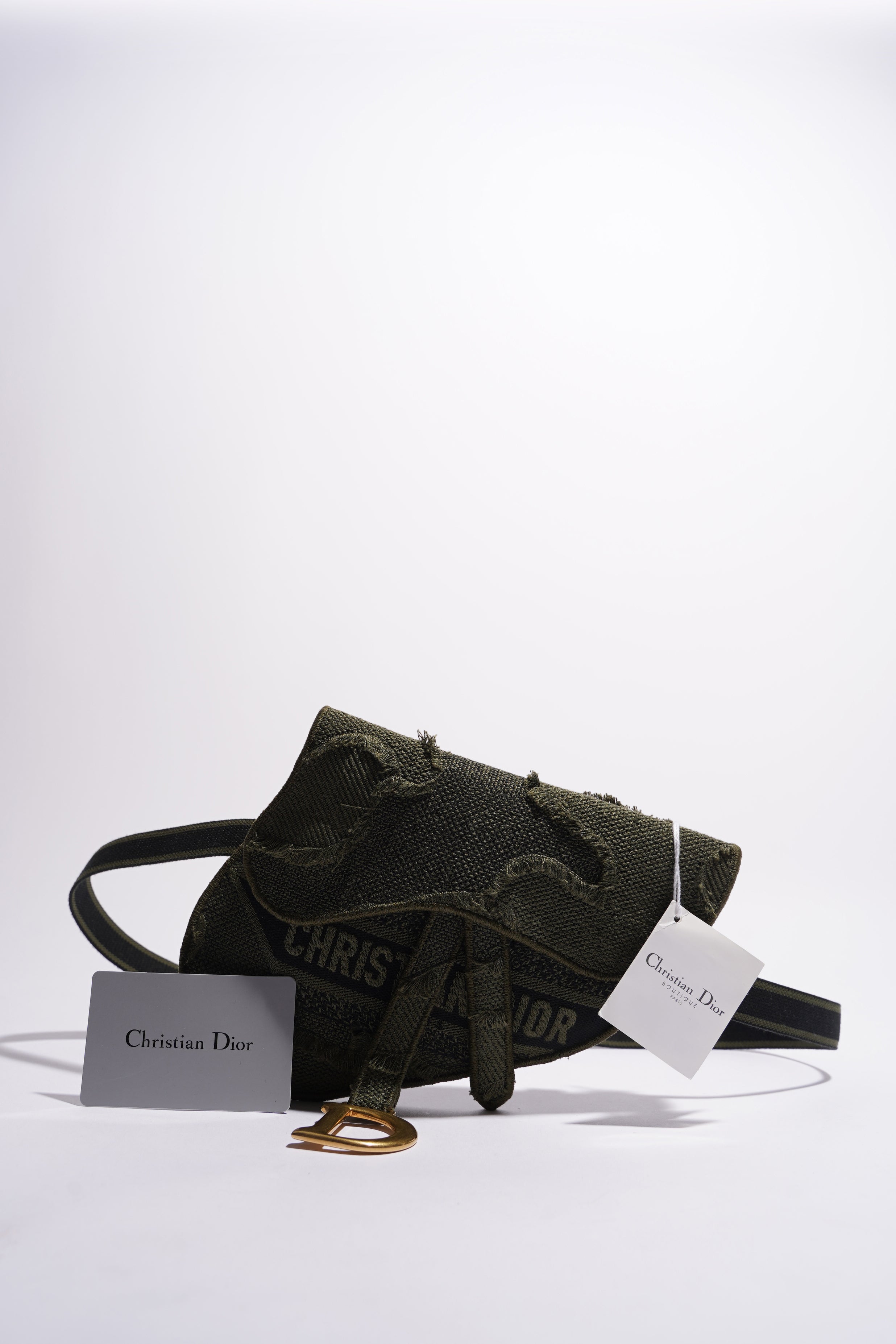 Christian Dior Womens Saddle Pouch Khaki