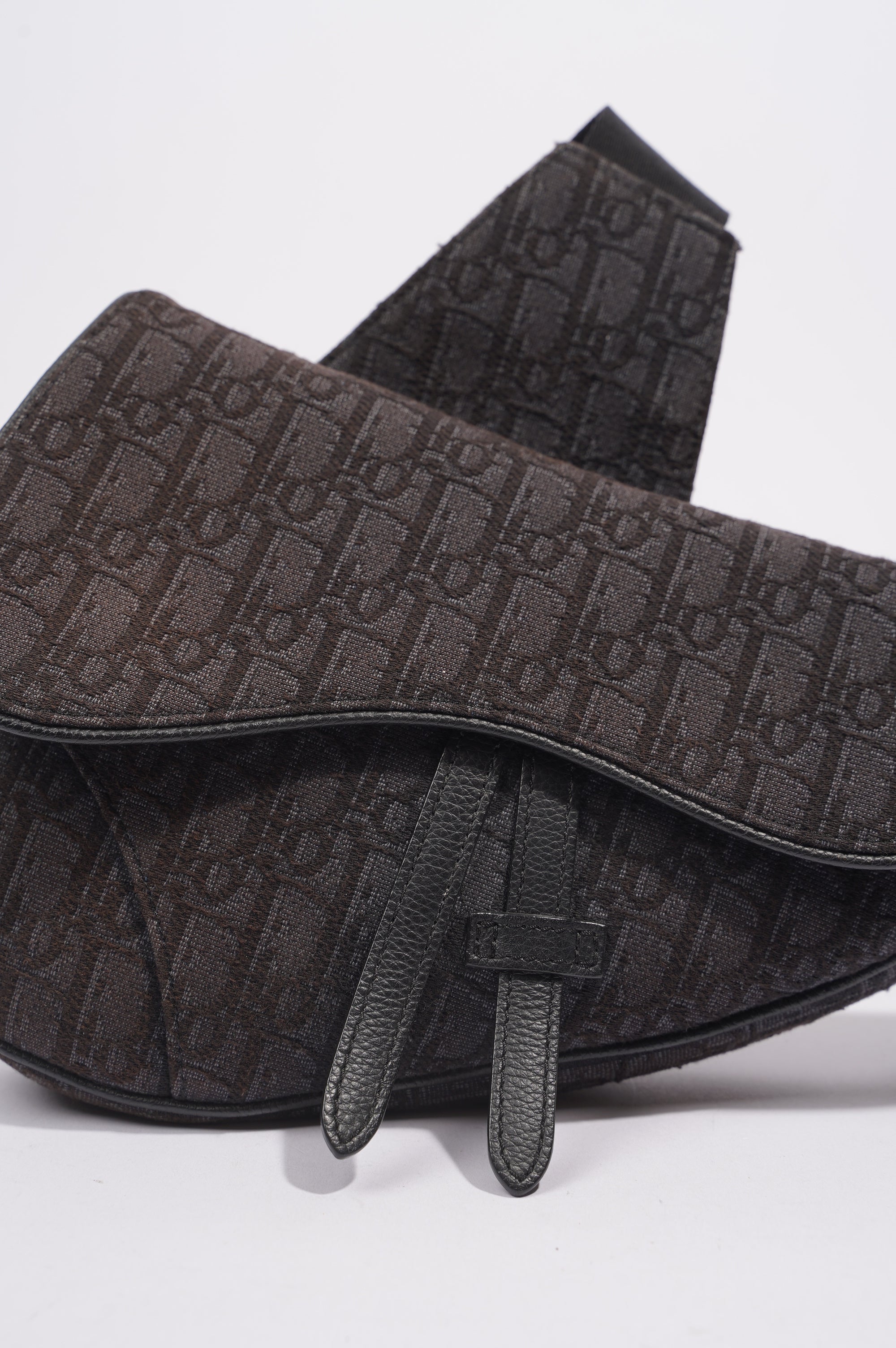 Christian Dior Saddle Bag Dark Grey Oblique Canvas