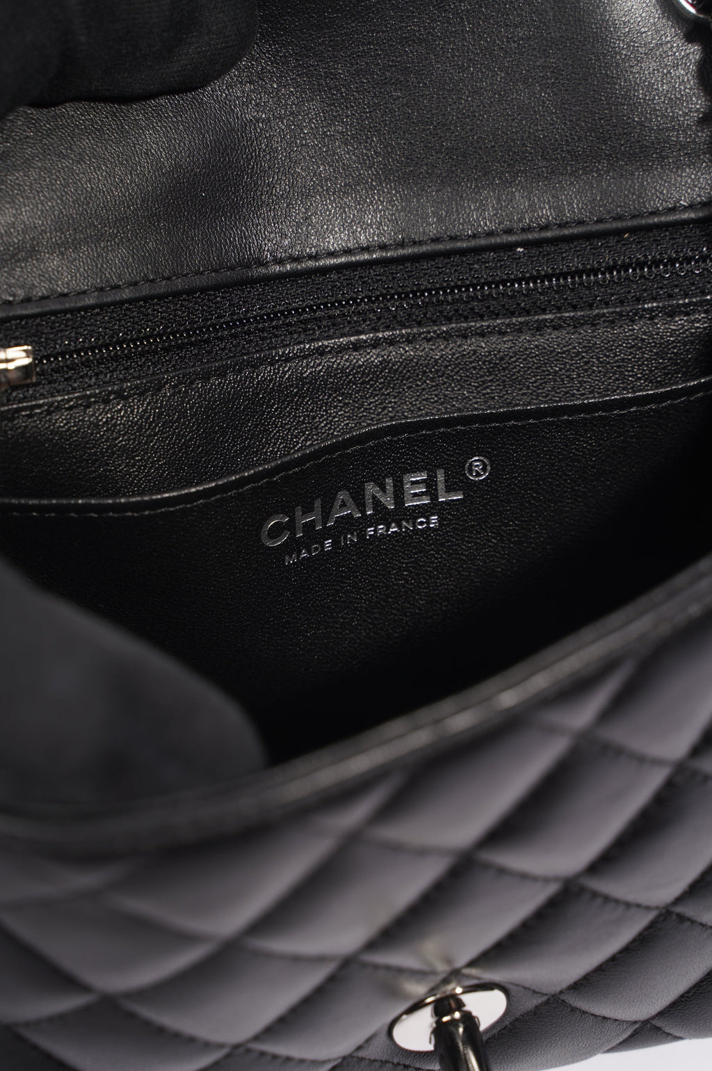 Chanel Womens Lambskin Square Flap Black Leather Mini