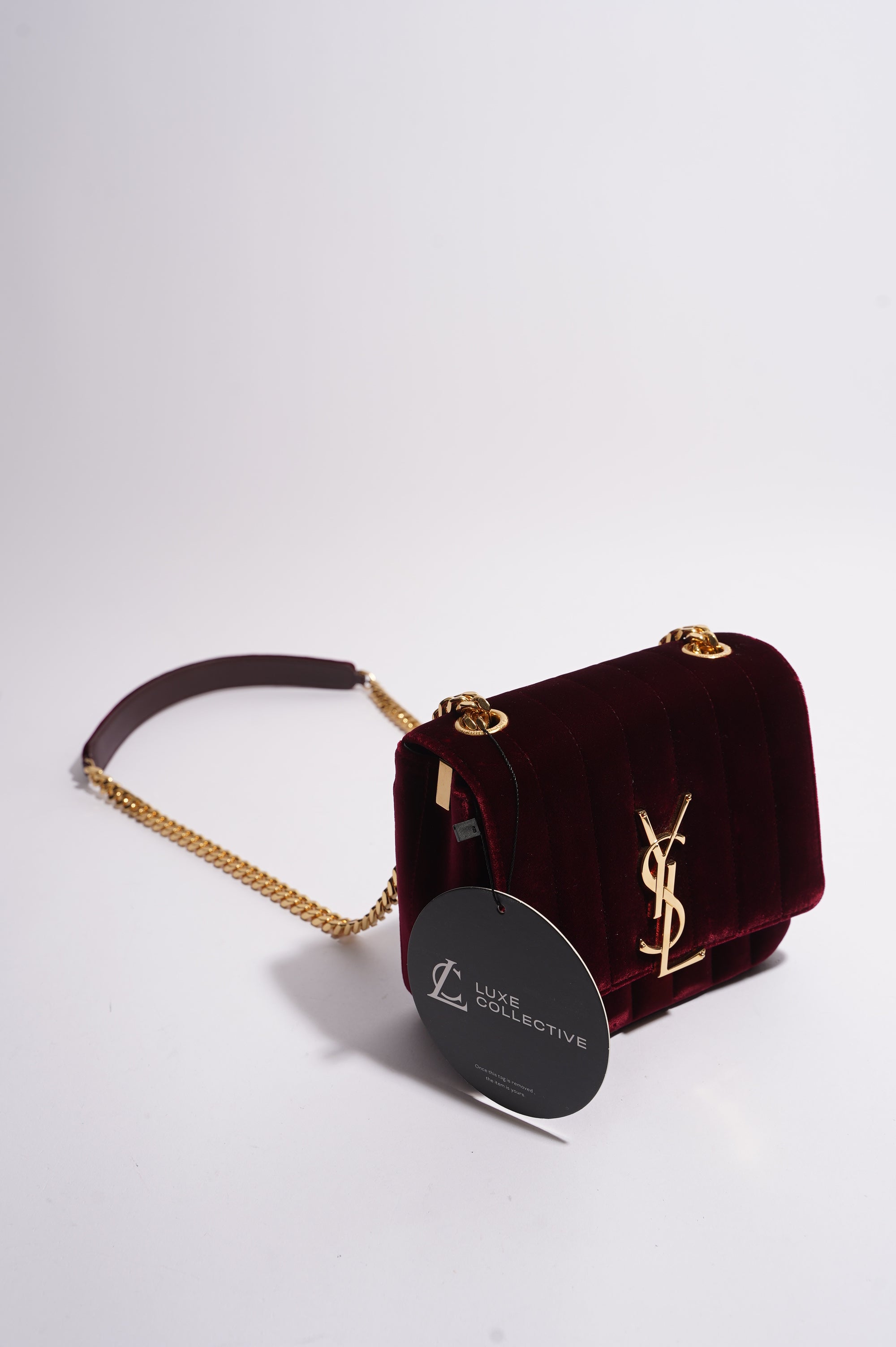 Saint Laurent Womens Vicky Bag Purple Velvet Small