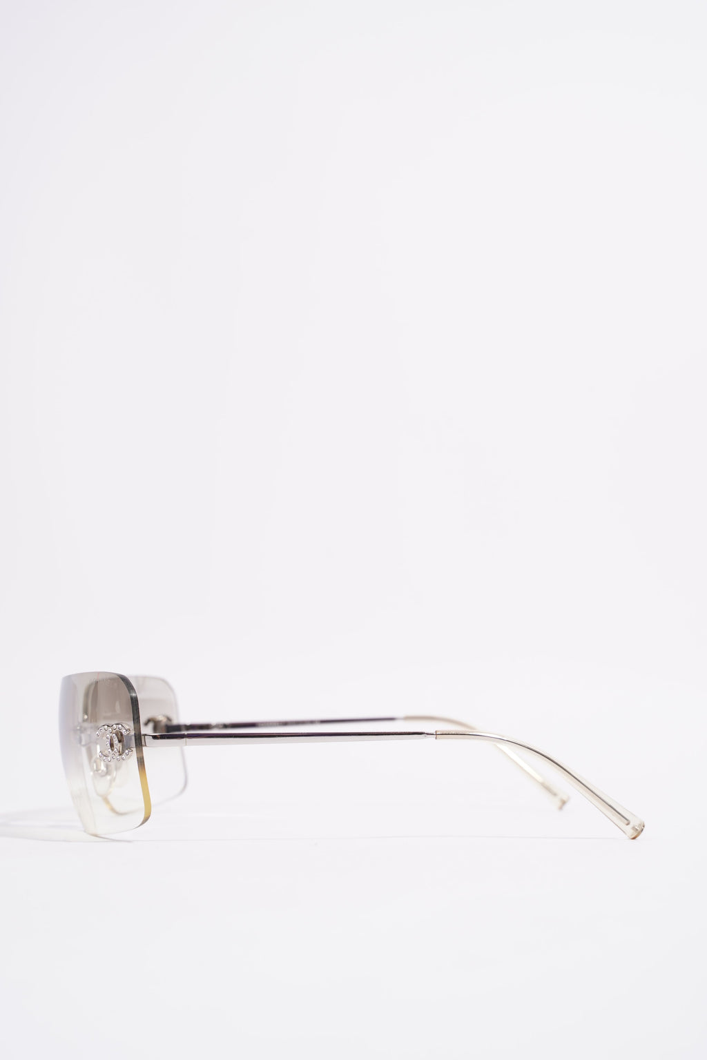 Chanel Womens Glossy Sunglasses Silver Finish Acetate 120