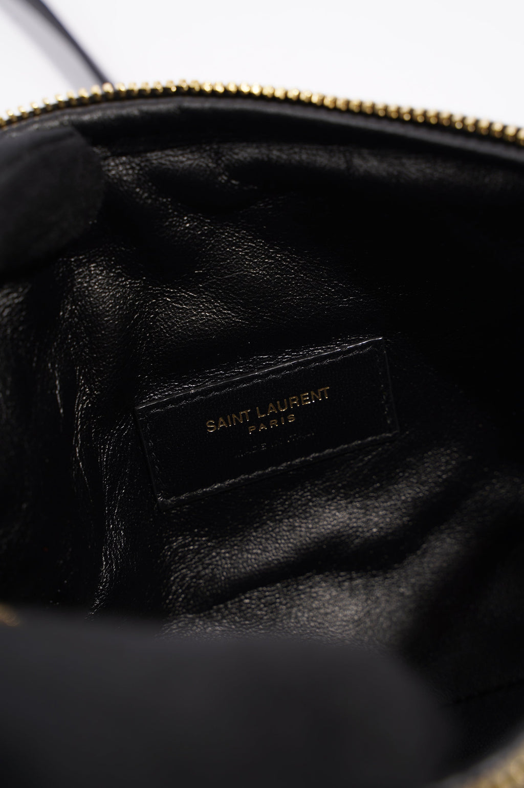 Saint Laurent Womens Gaby Zipped Pouch Black / Gold