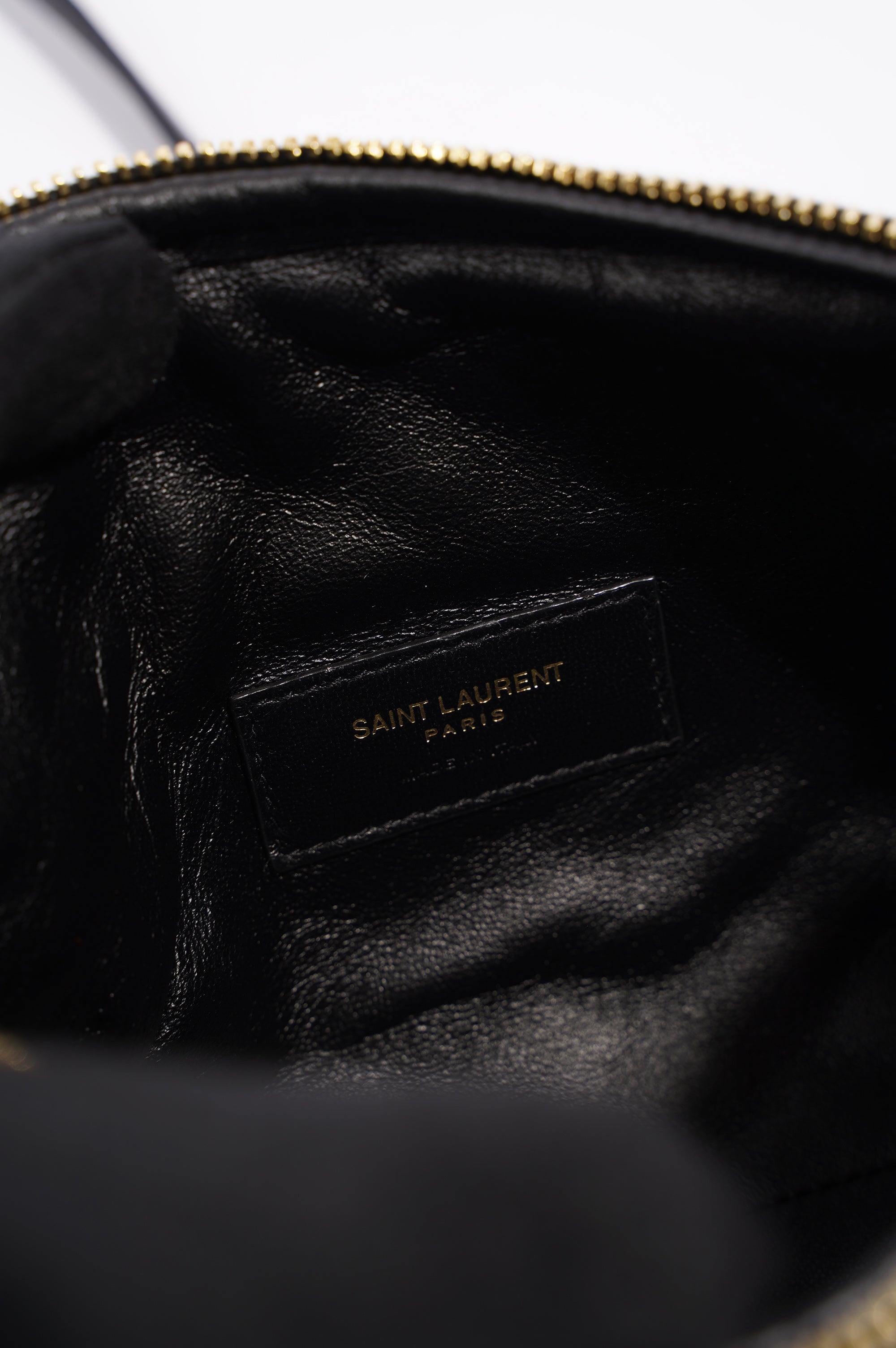 Saint Laurent Womens Gaby Zipped Pouch Black / Gold