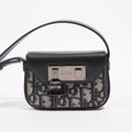 Christian Dior Womens Pouch Oblique Navy / White Leather Nano