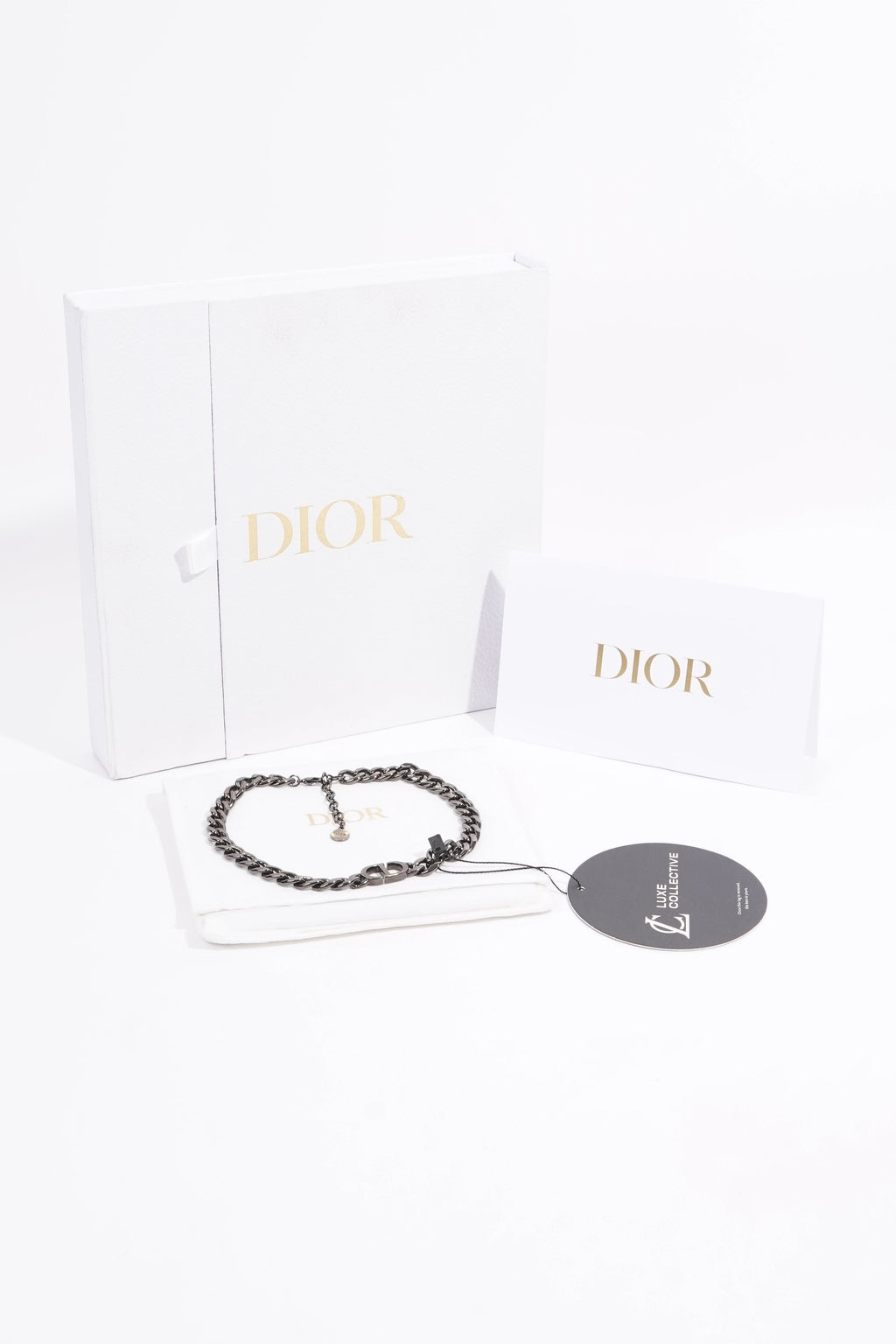 Christian Dior Womens 30 Montaigne Chocker Gun Metal Brass