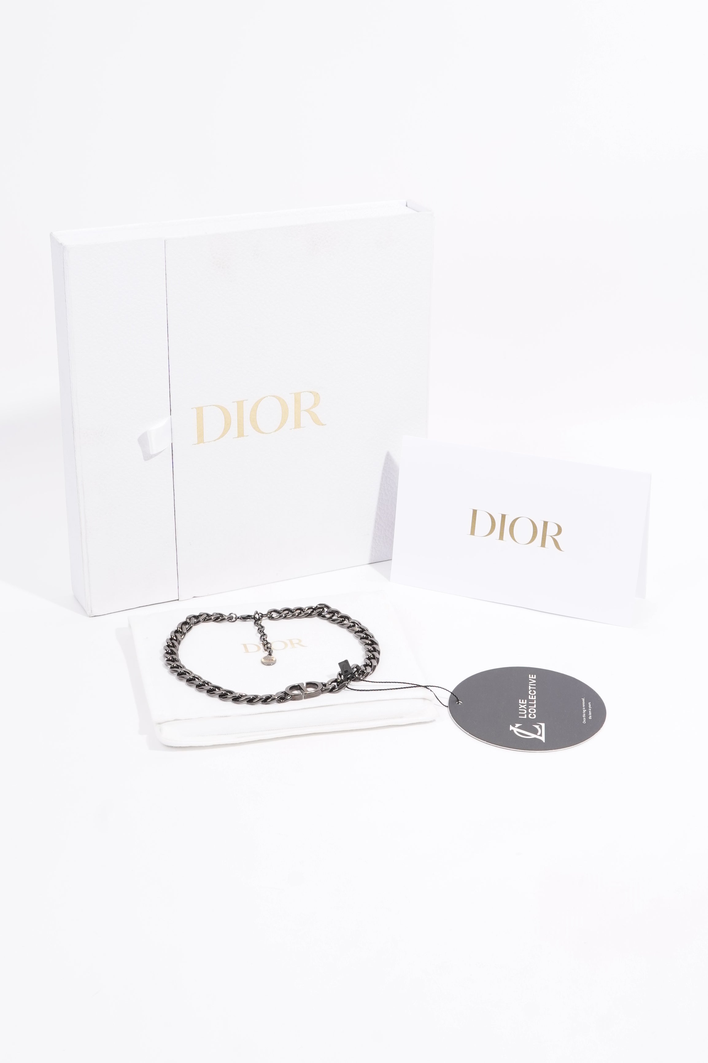 Christian Dior Womens 30 Montaigne Chocker Gun Metal Brass