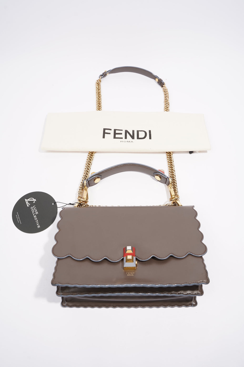 Fendi Fendi Kan Bag Grey Leather Medium