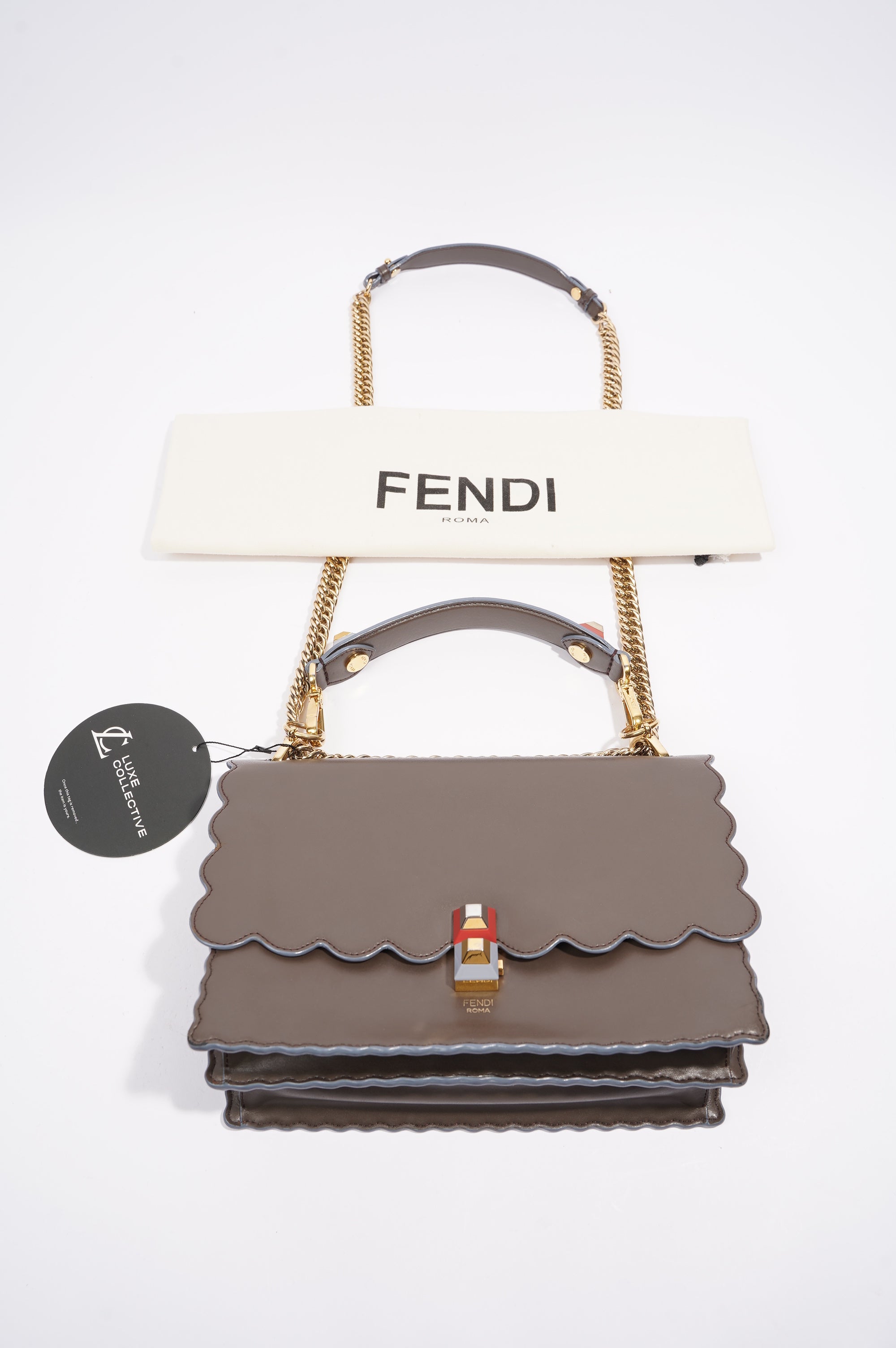 Fendi Fendi Kan Bag Grey Leather Medium