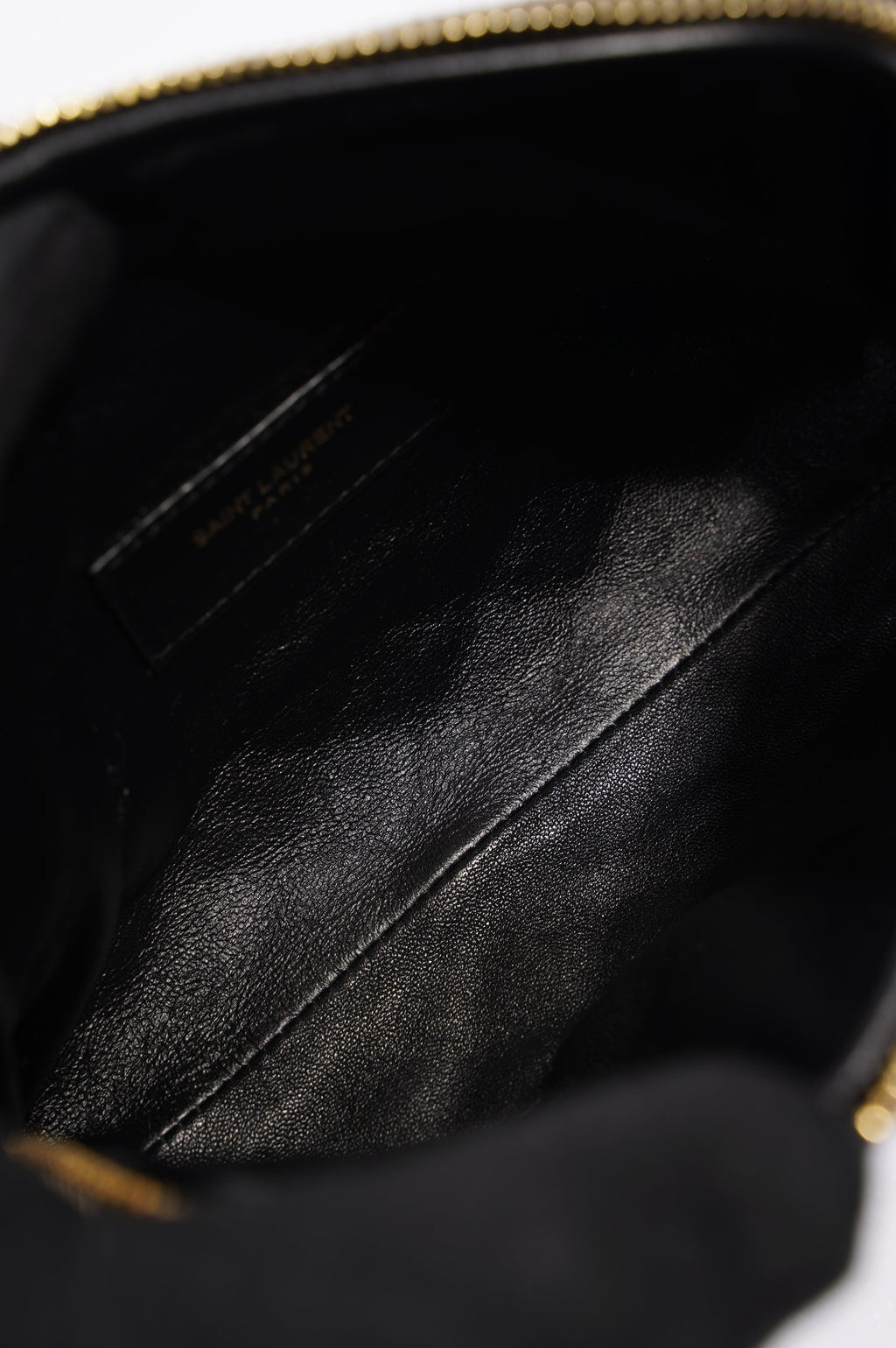 Saint Laurent Womens Gaby Zipped Pouch Black / Gold