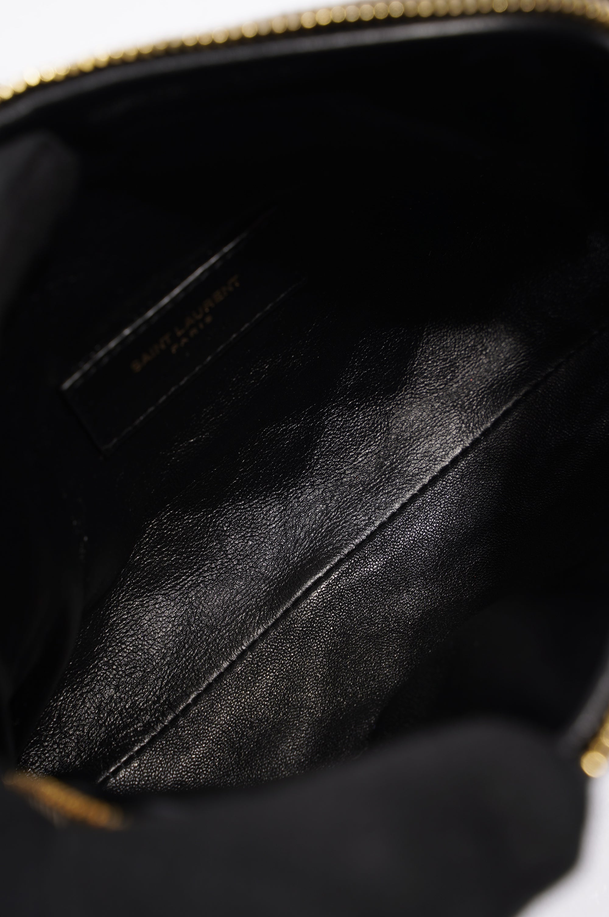 Saint Laurent Womens Gaby Zipped Pouch Black / Gold
