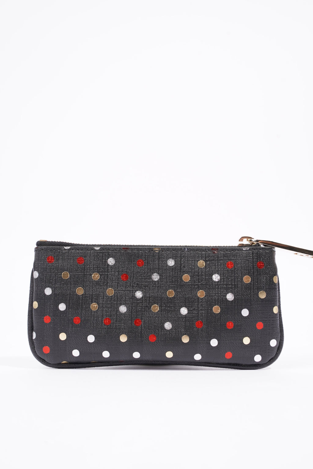 Fendi Womens Polka Dot Purse Black Leather