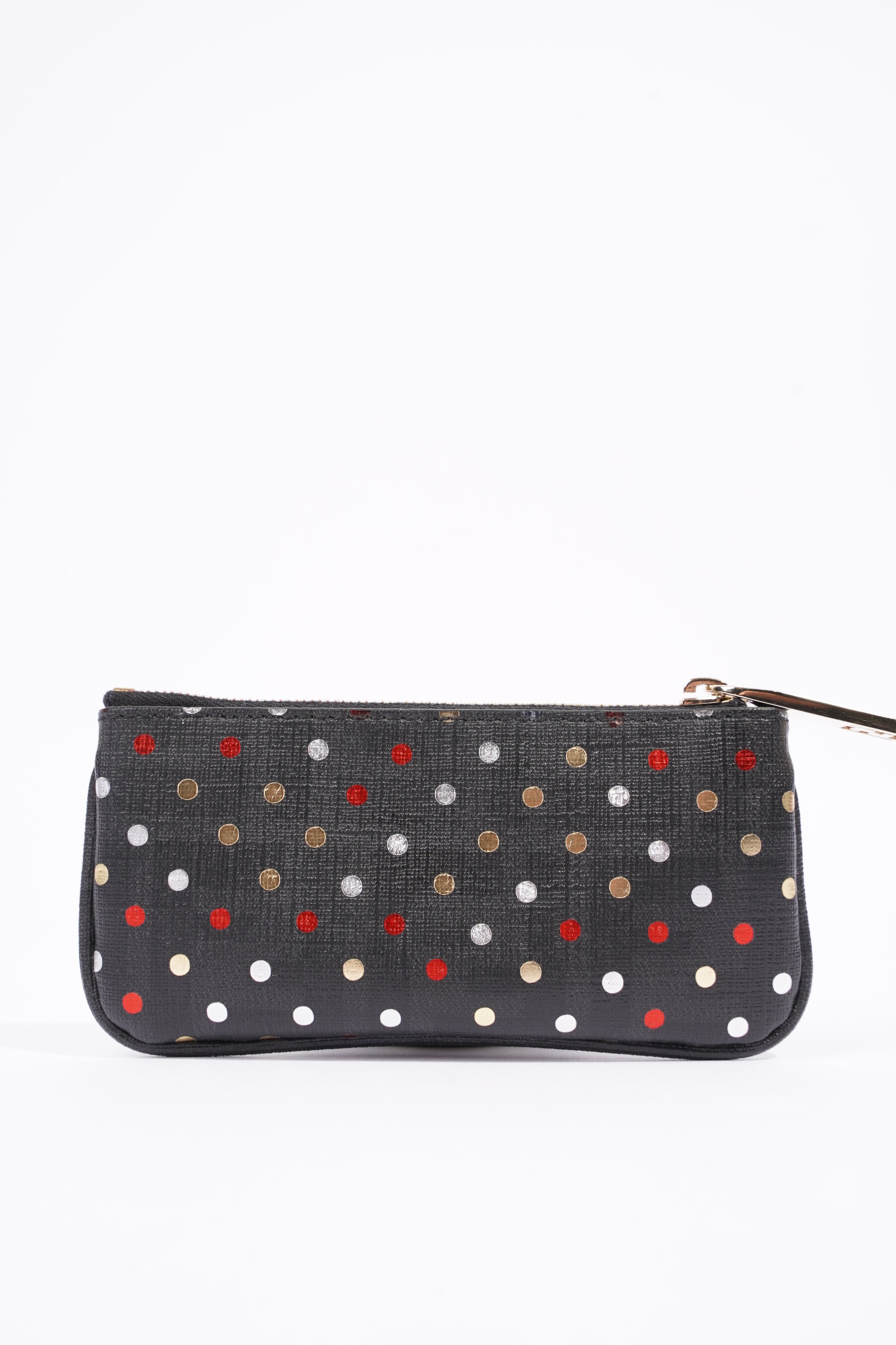 Fendi Womens Polka Dot Purse Black Leather
