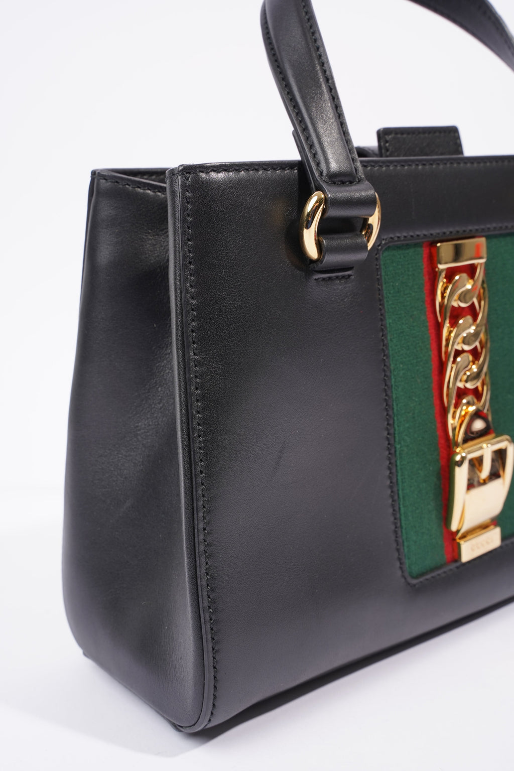 Gucci Sylvie Top Handle Bag Black Leather