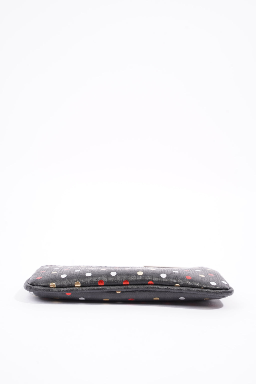Fendi Womens Polka Dot Purse Black Leather