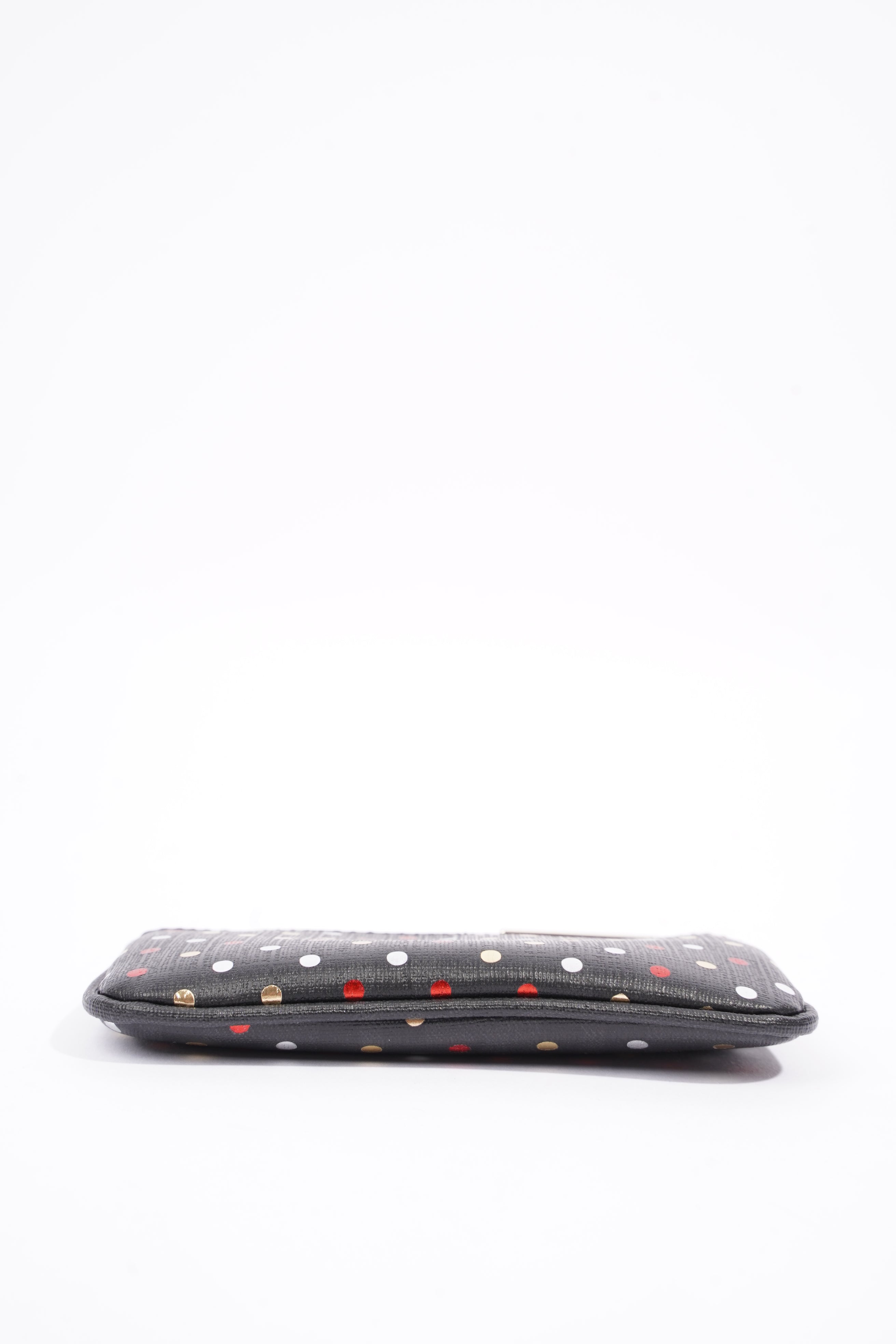 Fendi Womens Polka Dot Purse Black Leather