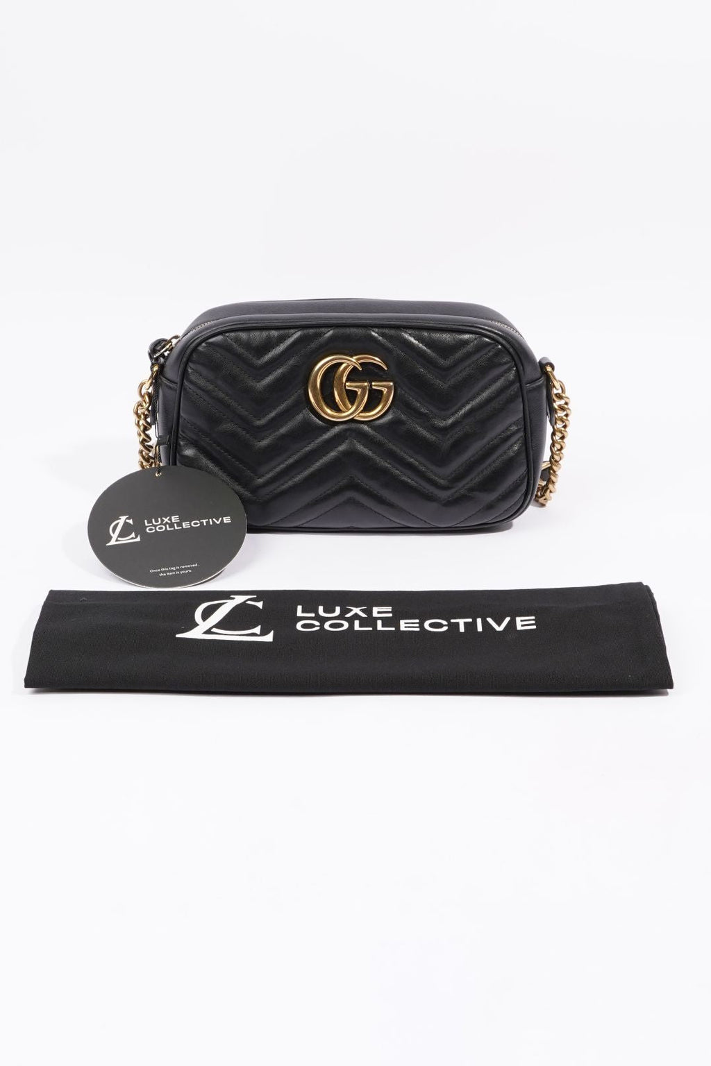 Gucci Womens Marmont GG Bag Black Leather Small