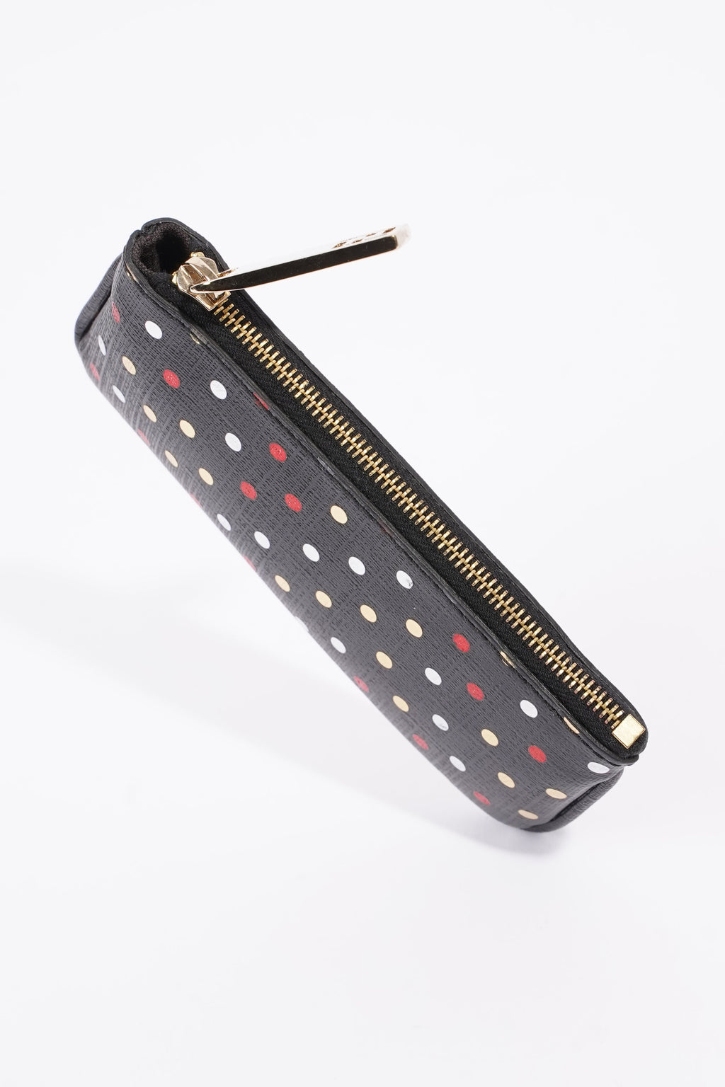Fendi Womens Polka Dot Purse Black Leather