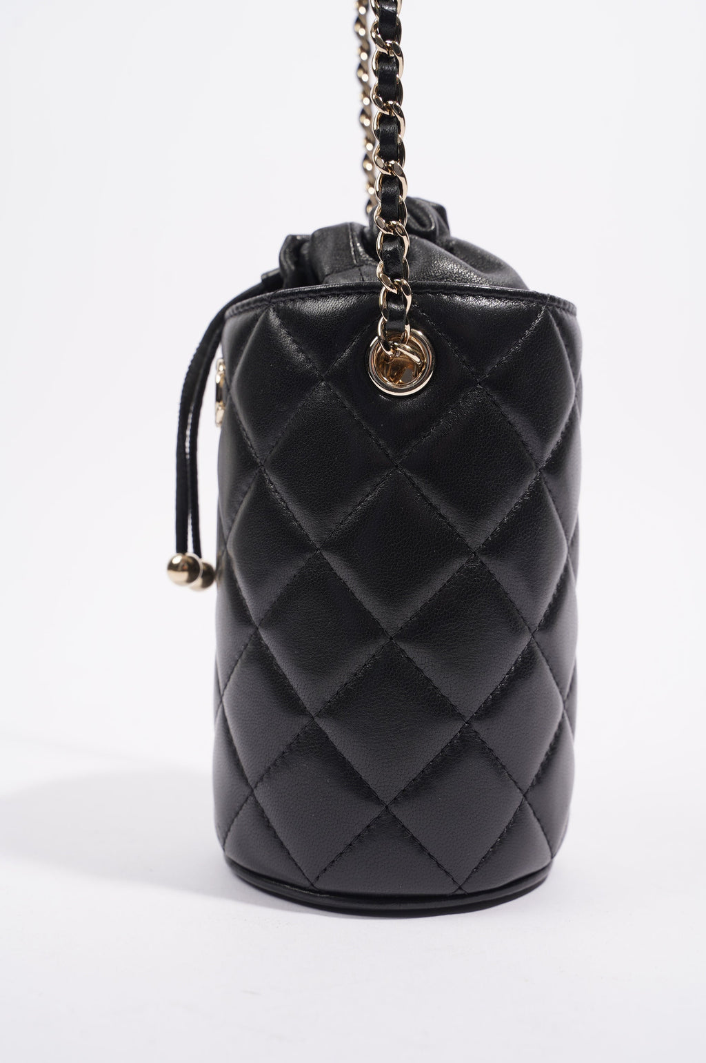 Chanel Womens Bucket Quilted Lambskin Mini Black