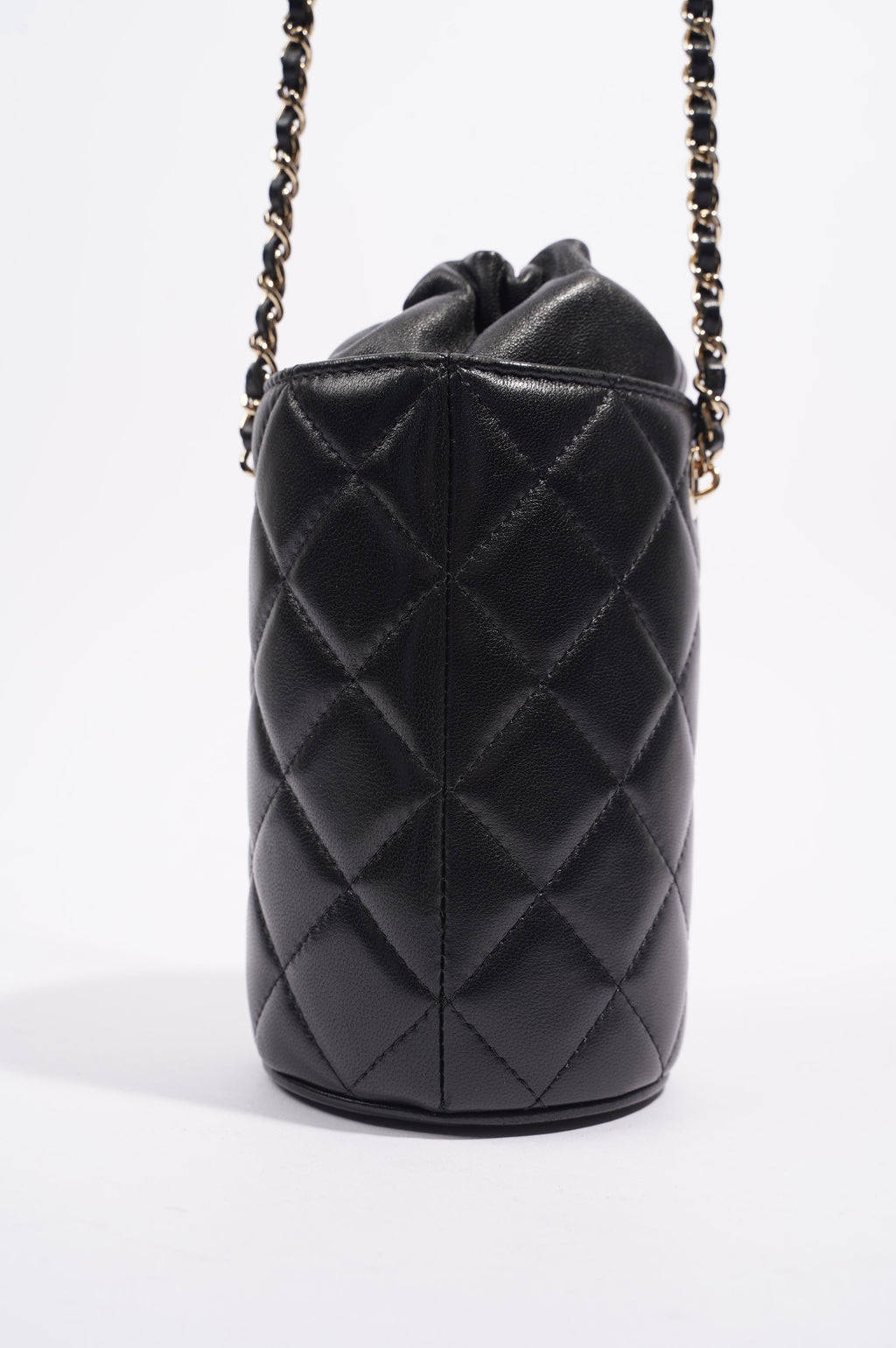 Chanel Womens Bucket Quilted Lambskin Mini Black