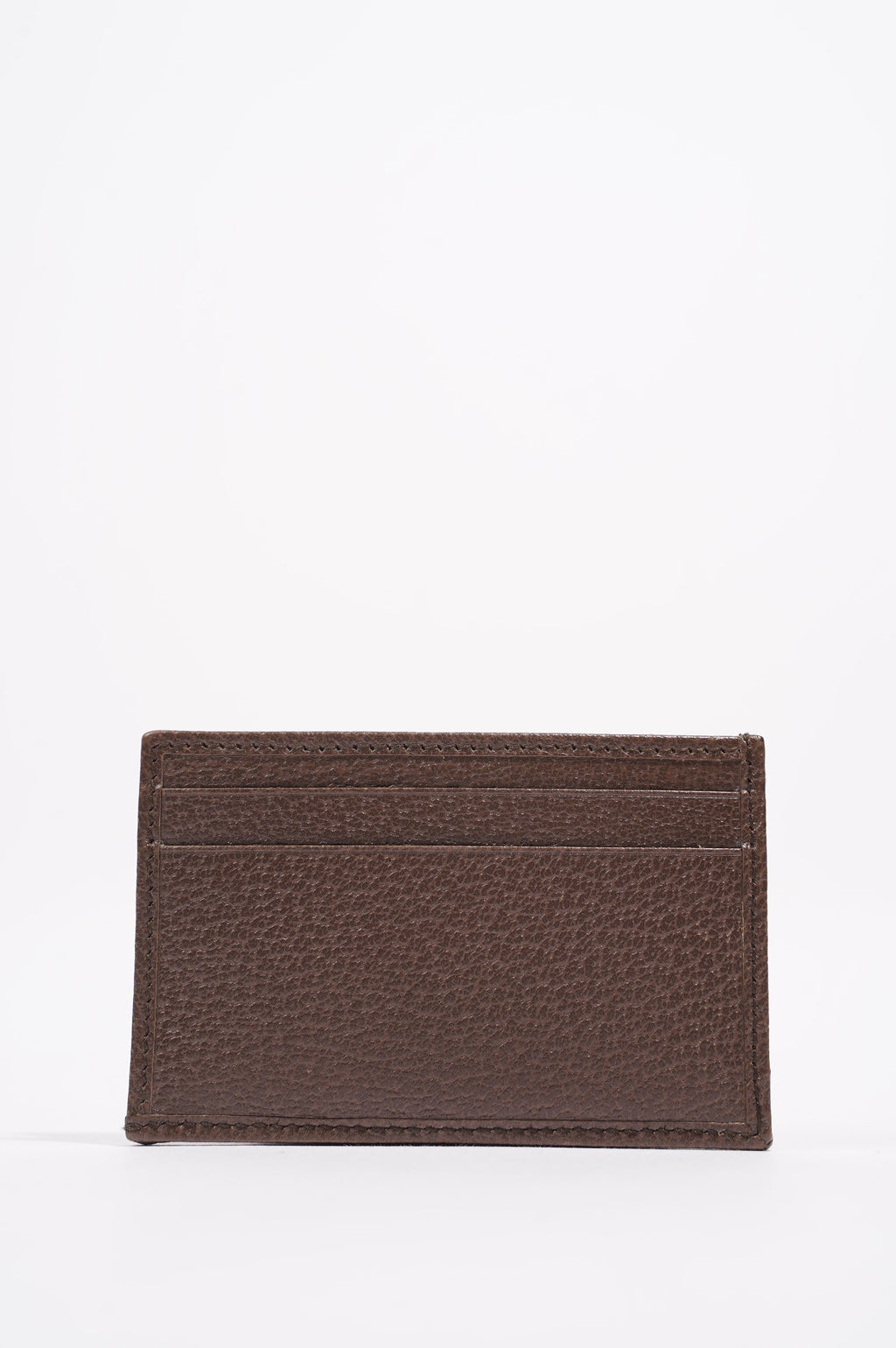 Gucci Womens Web Card Holder Brown Canvas / Leather