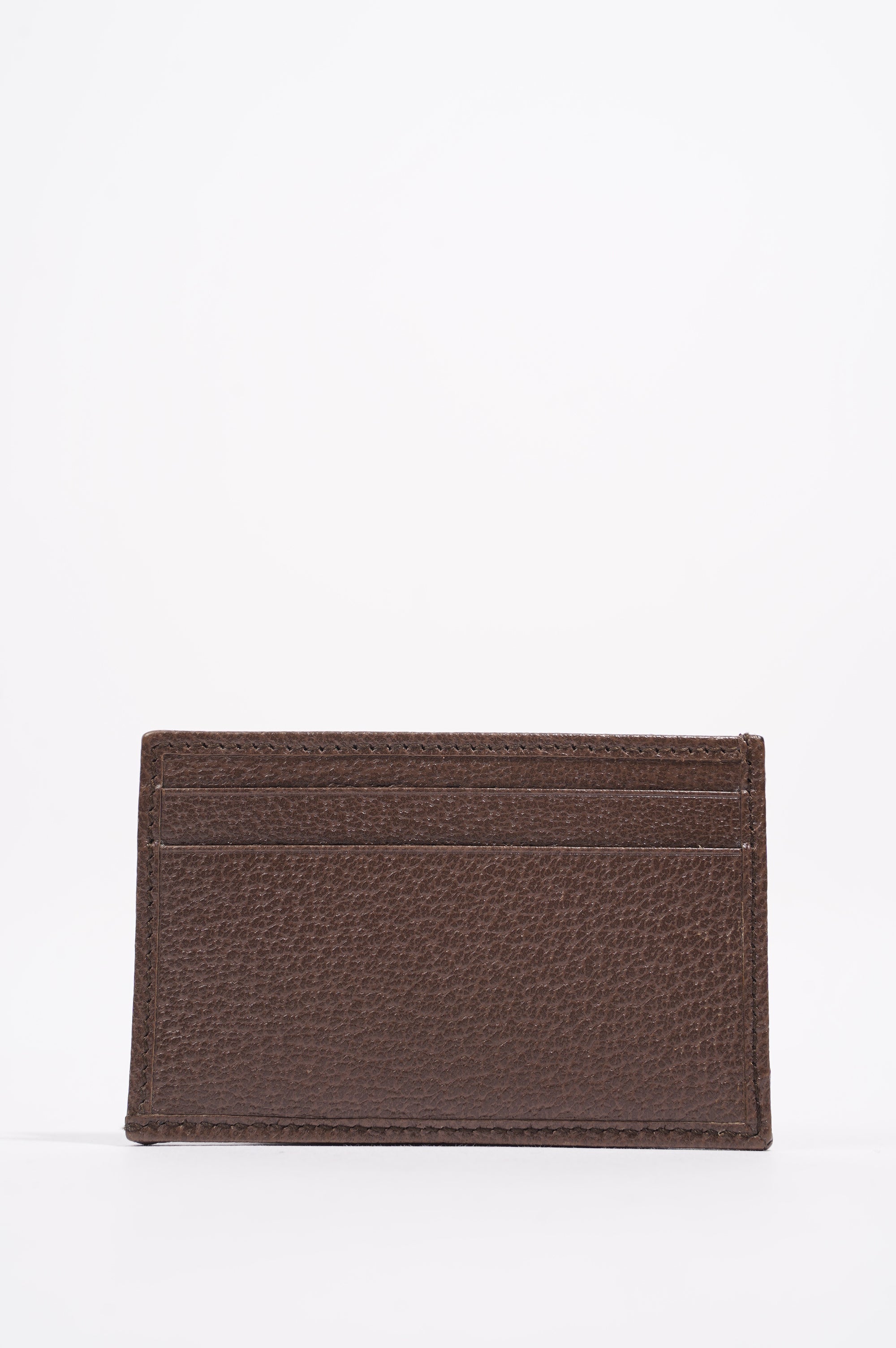 Gucci Womens Web Card Holder Brown Canvas / Leather