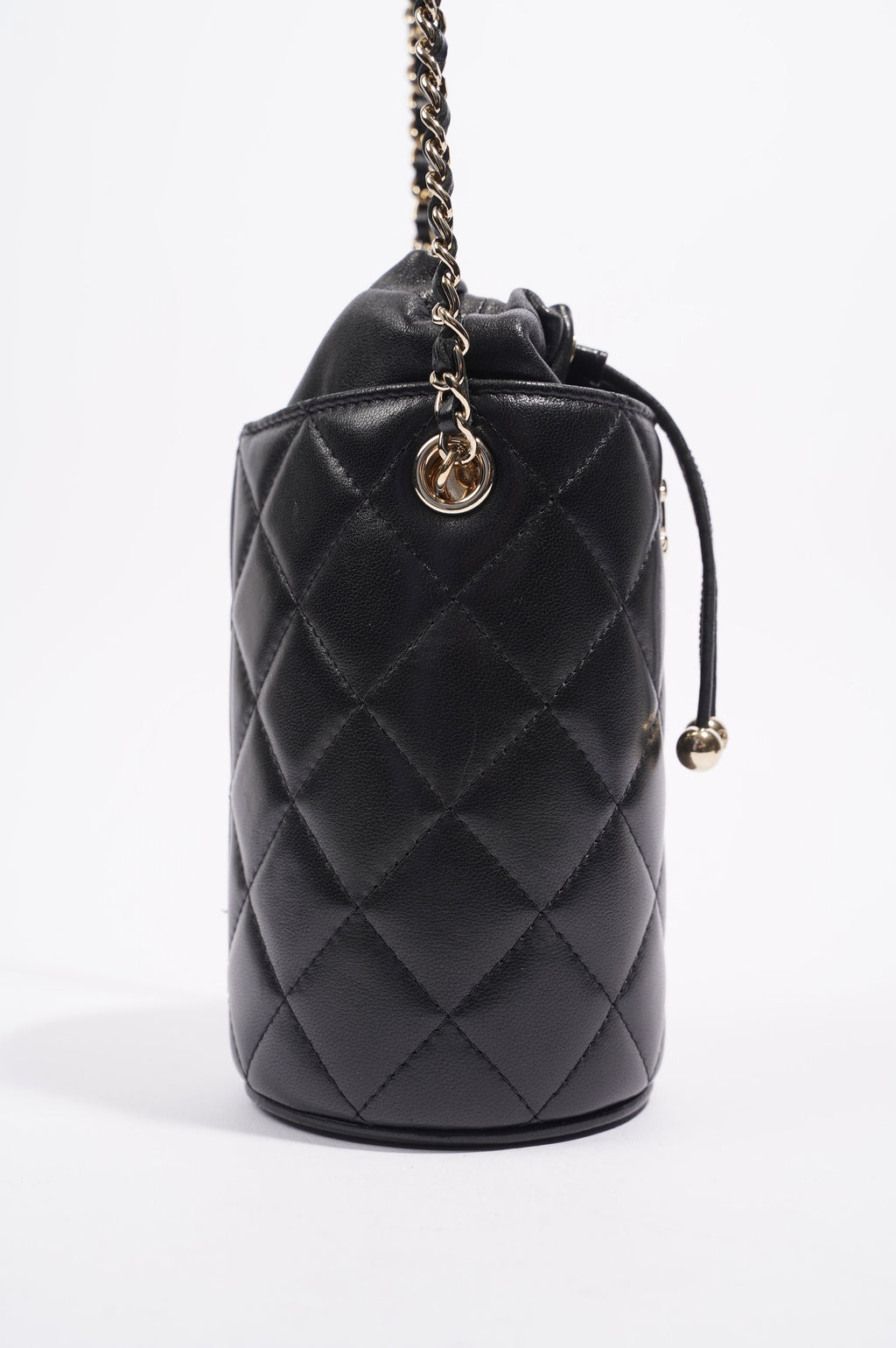 Chanel Womens Bucket Quilted Lambskin Mini Black