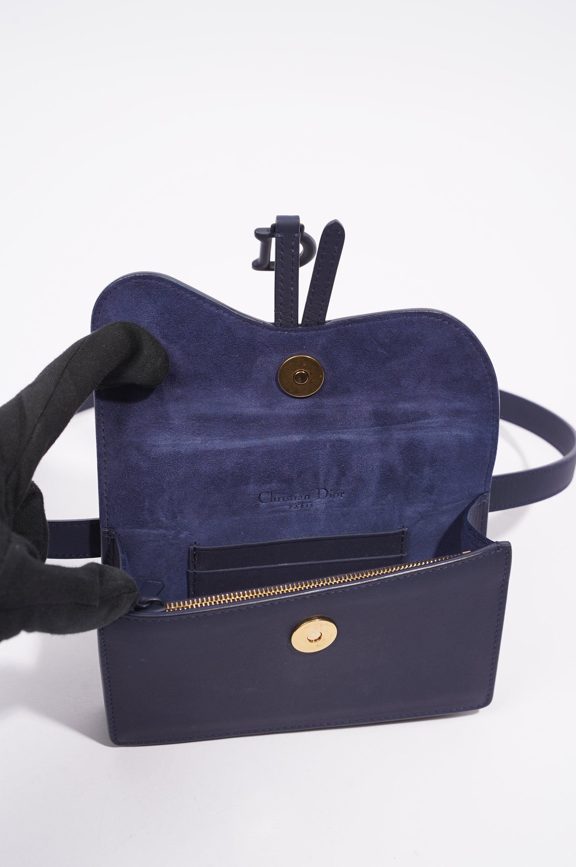 Christian Dior Womens Saddle Belt Pouch Navy