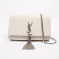 Saint Laurent Womens Kate Tassel Bag White Croc Medium