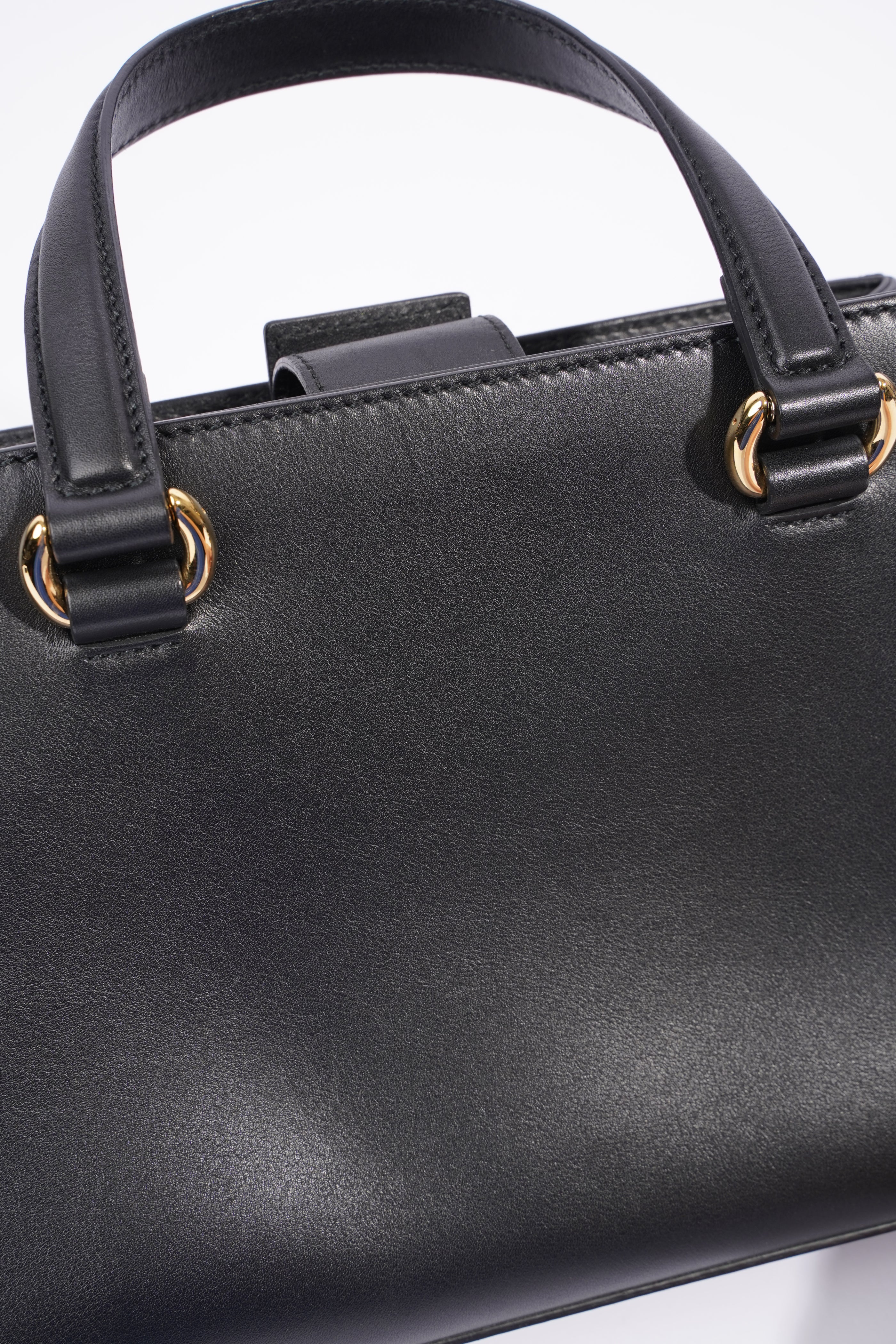 Gucci Sylvie Top Handle Bag Black Leather