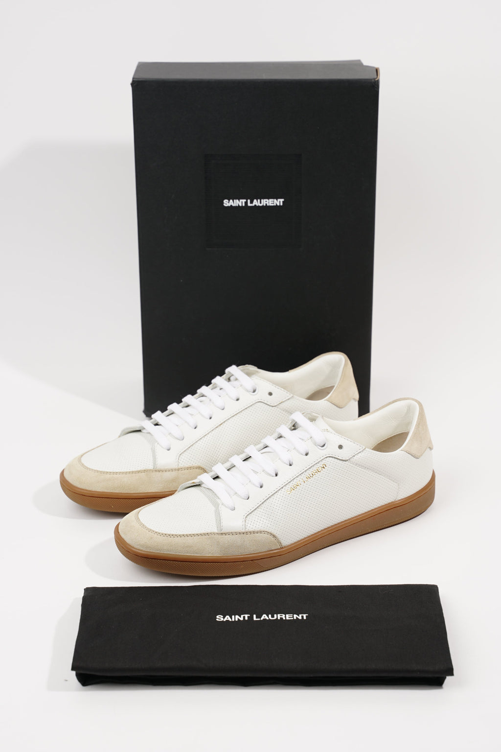 Saint Laurent Mens SL-10 Sneakers White Beige EU 39 / UK 5