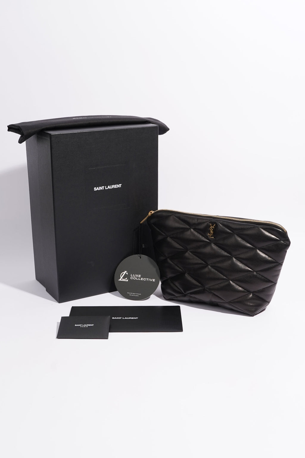 Saint Laurent Womens Sade Pouch Black Leather