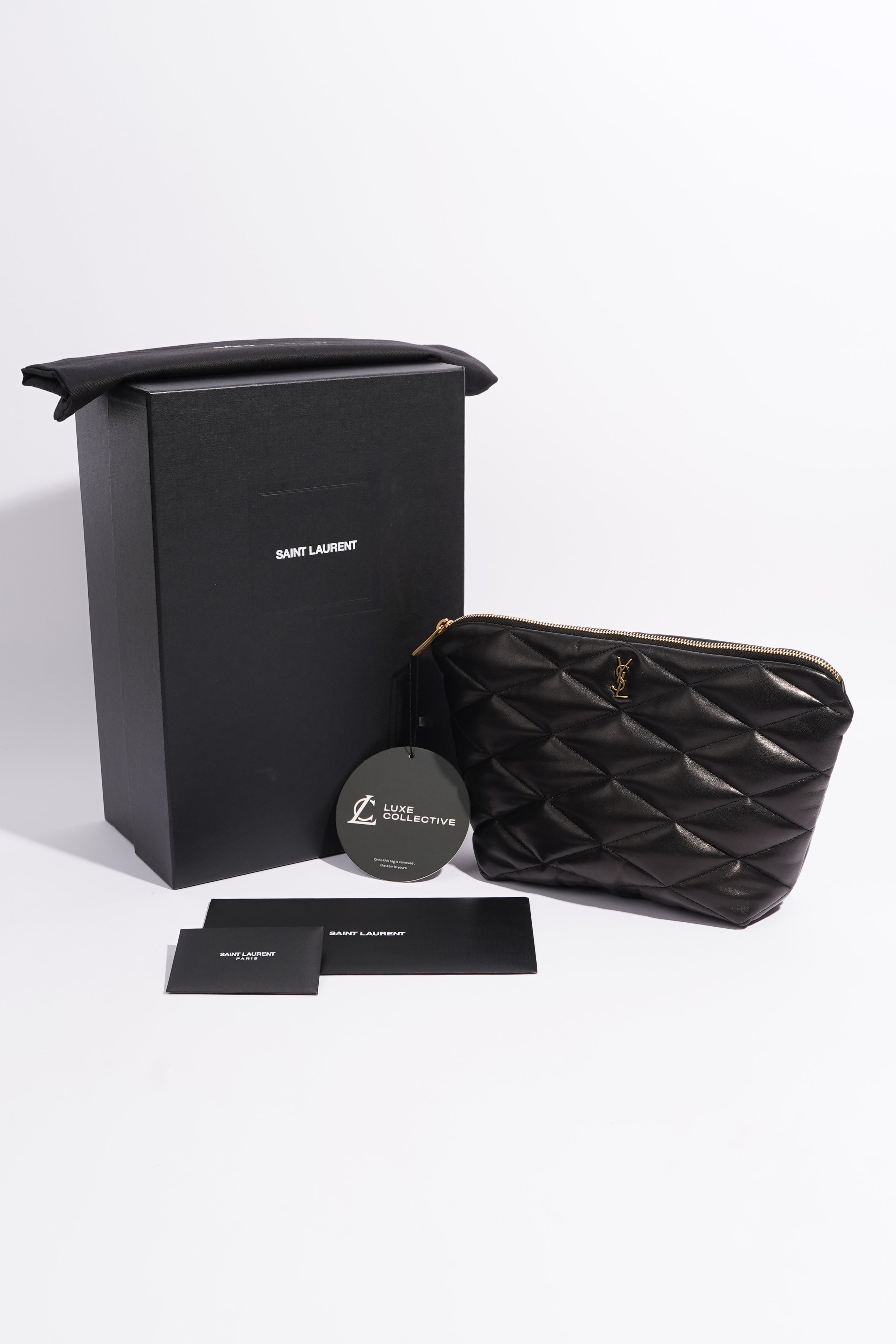Saint Laurent Womens Sade Pouch Black Leather