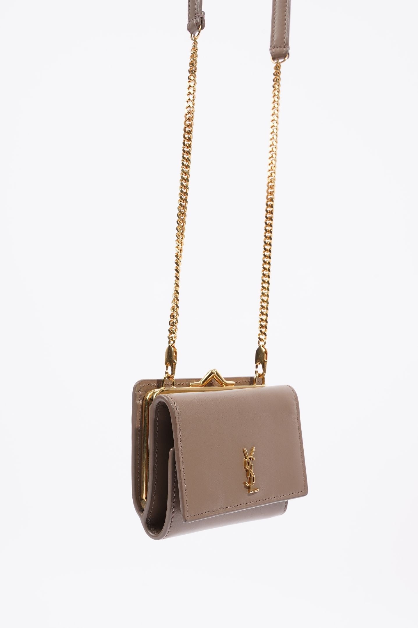 Saint Laurent Crossbody Purse Grey Leather