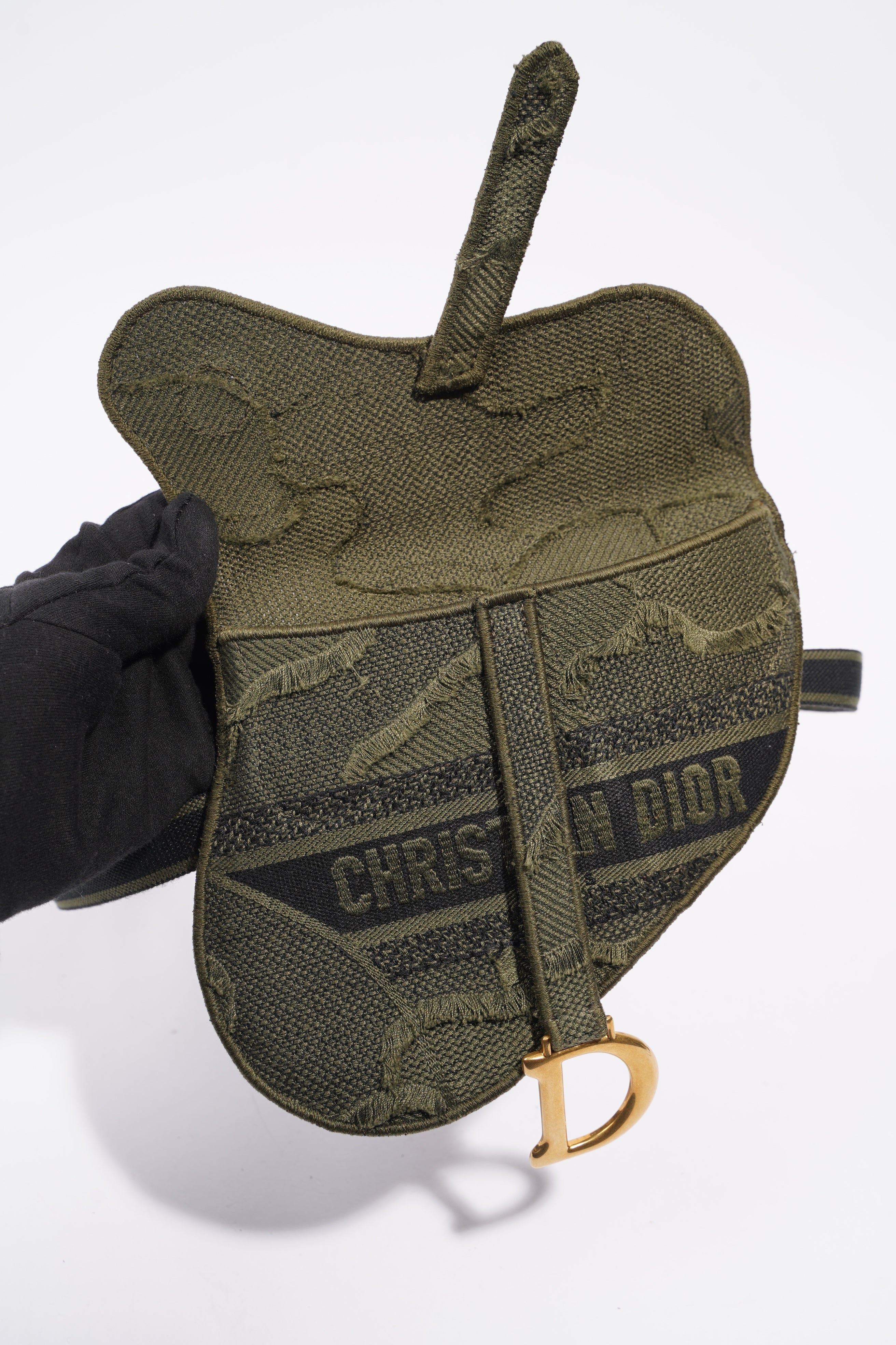 Christian Dior Womens Saddle Pouch Khaki