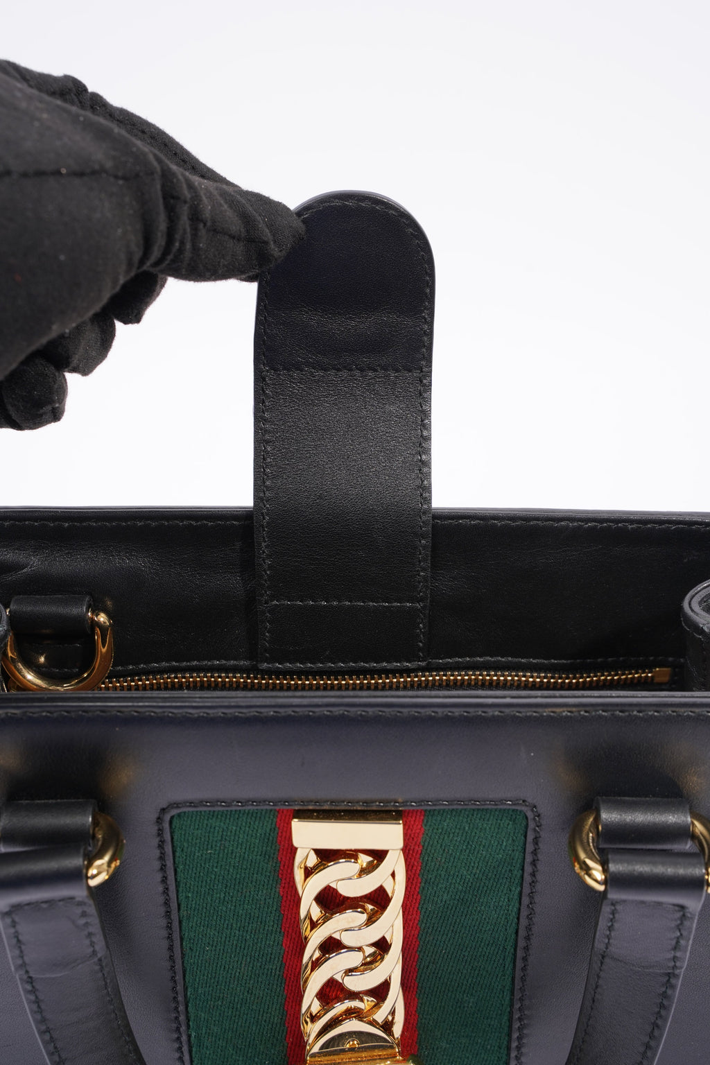 Gucci Sylvie Top Handle Bag Black Leather