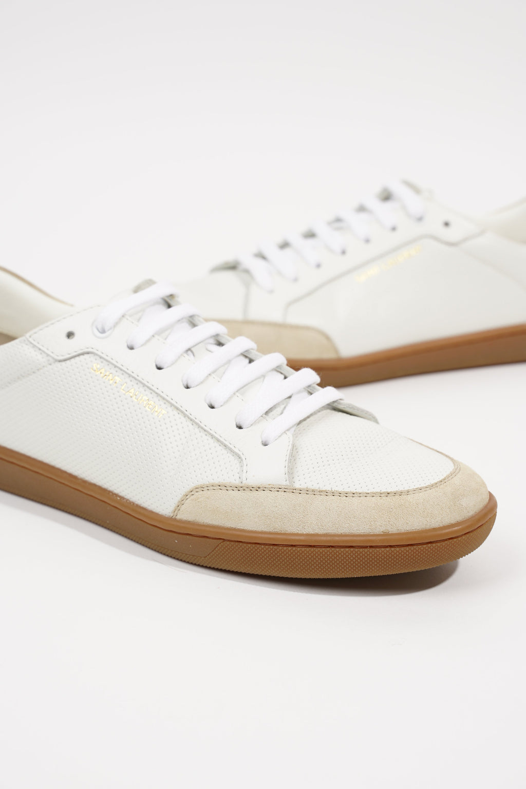 Saint Laurent Mens SL-10 Sneakers White Beige EU 39 / UK 5