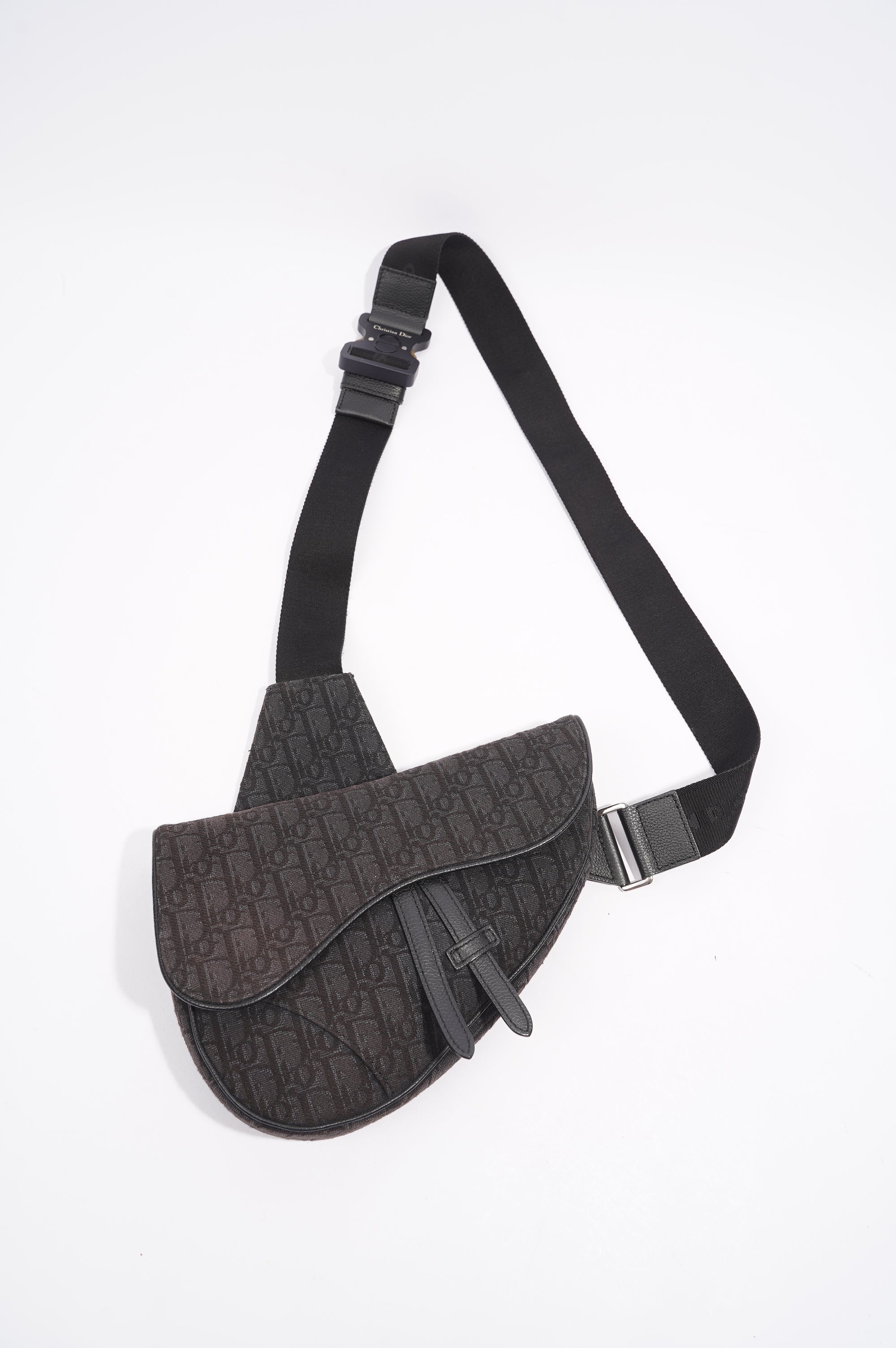 Christian Dior Saddle Bag Dark Grey Oblique Canvas