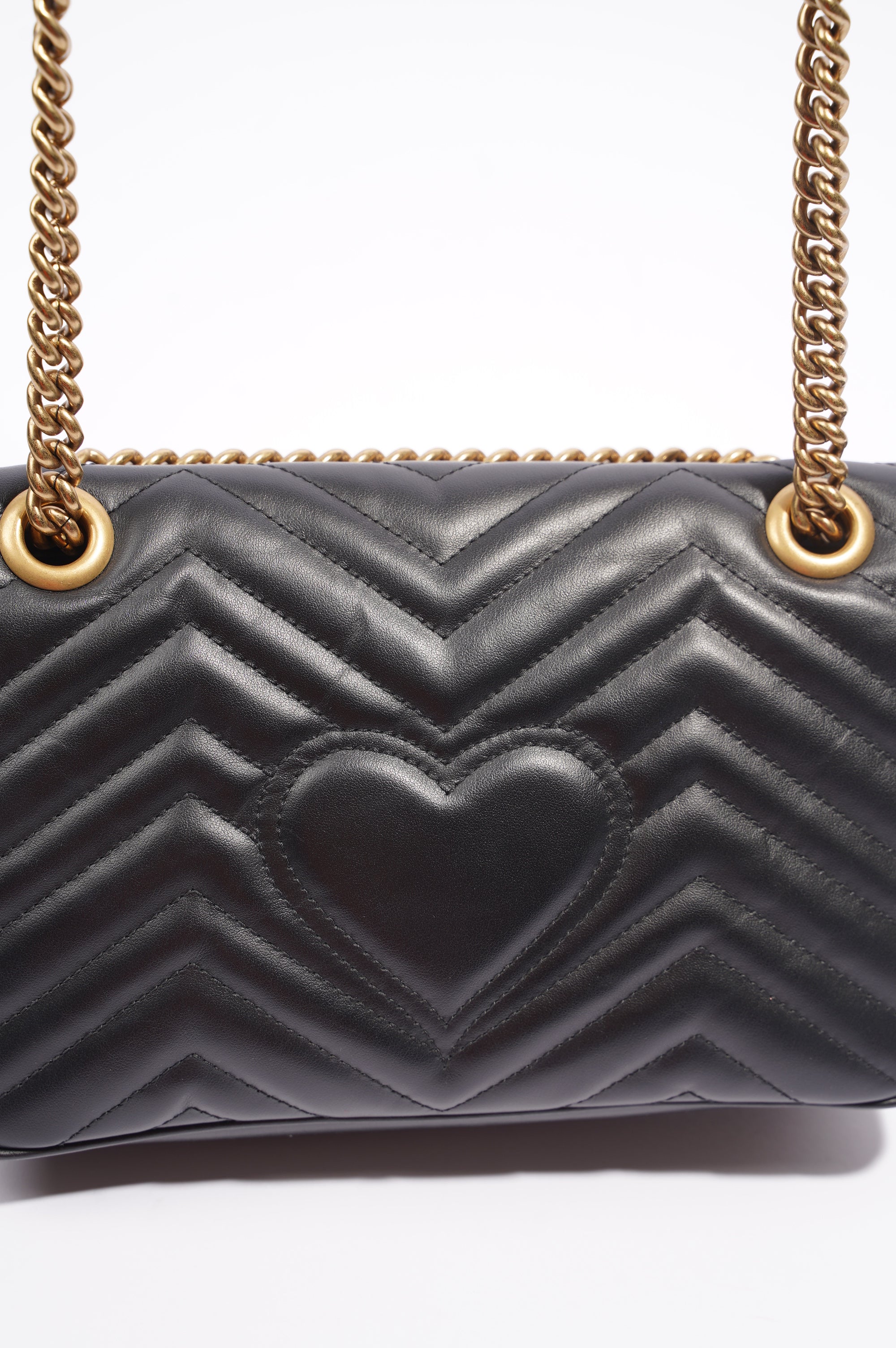 Gucci Womens Marmont Flap Black / Gold Small