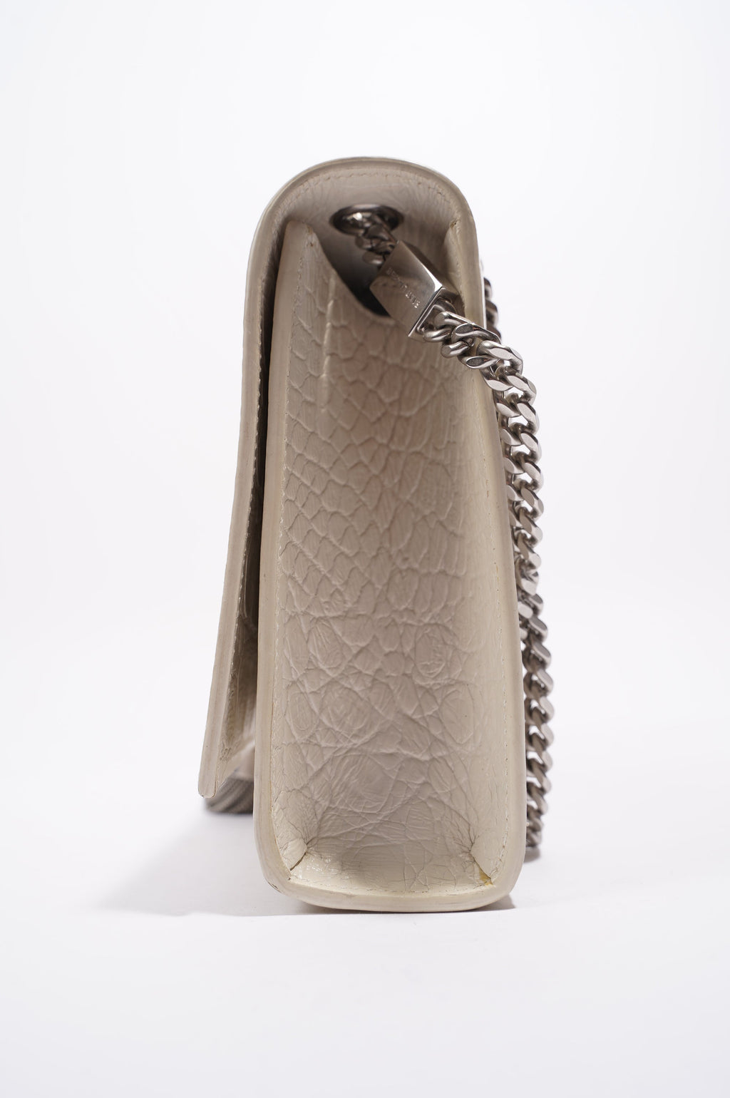 Saint Laurent Womens Kate Tassel Bag White Croc Medium