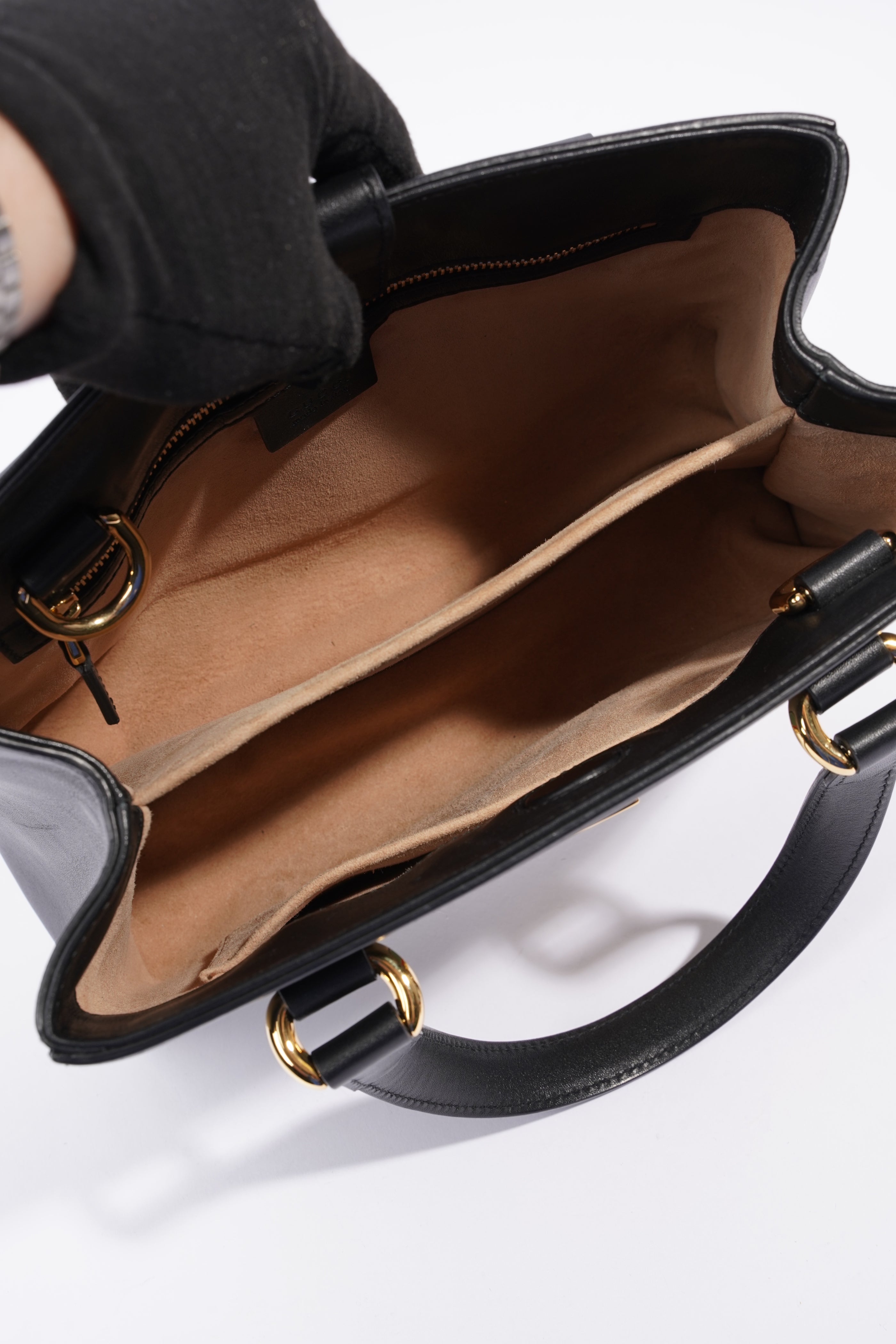 Gucci Sylvie Top Handle Bag Black Leather