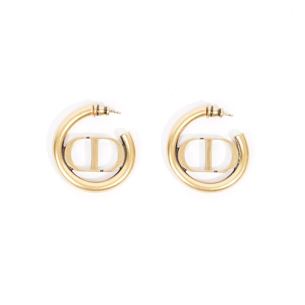 Christian Dior Womens 30 Montaigne Hoops Gold Finish / Base Metal