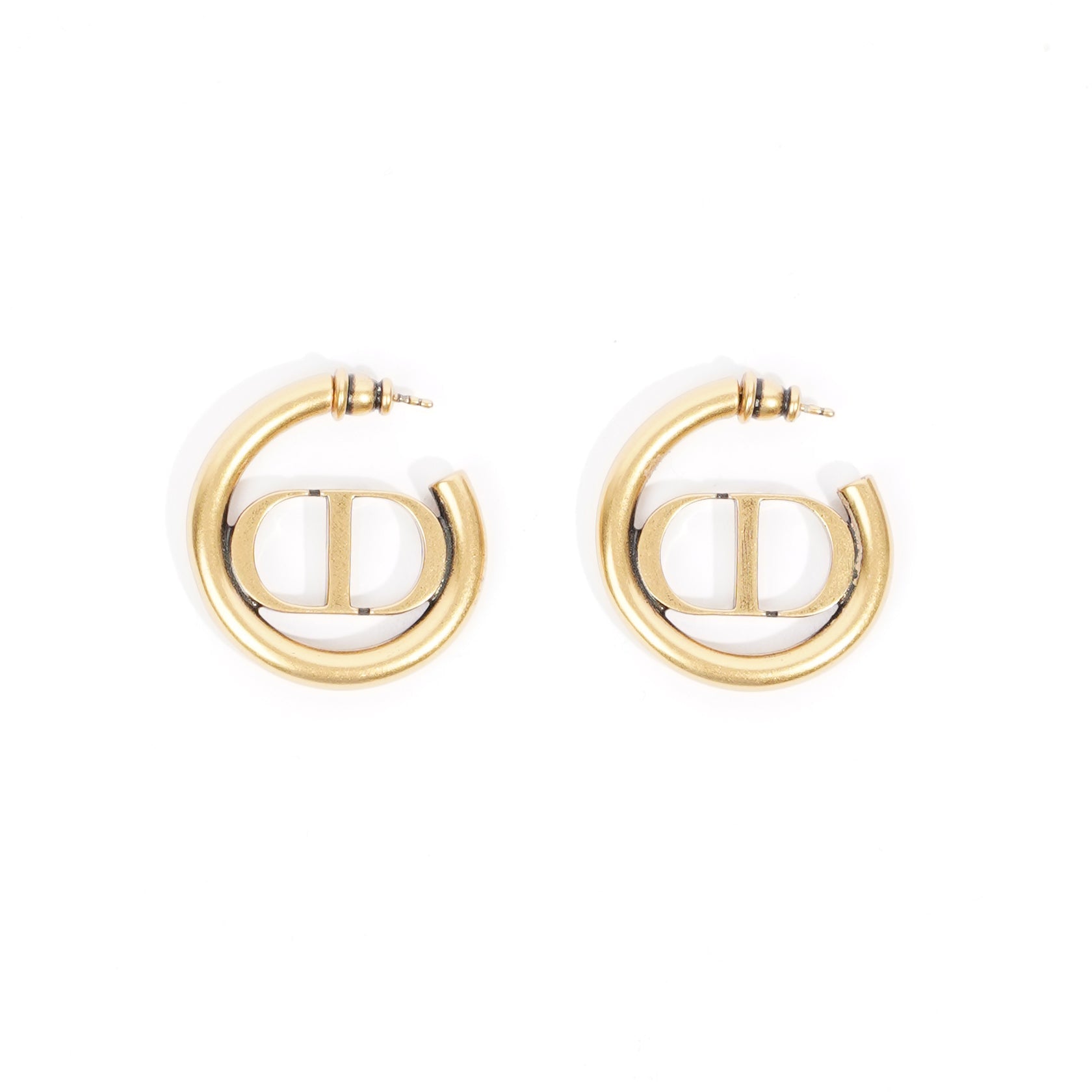 Christian Dior Womens 30 Montaigne Hoops Gold Finish / Base Metal