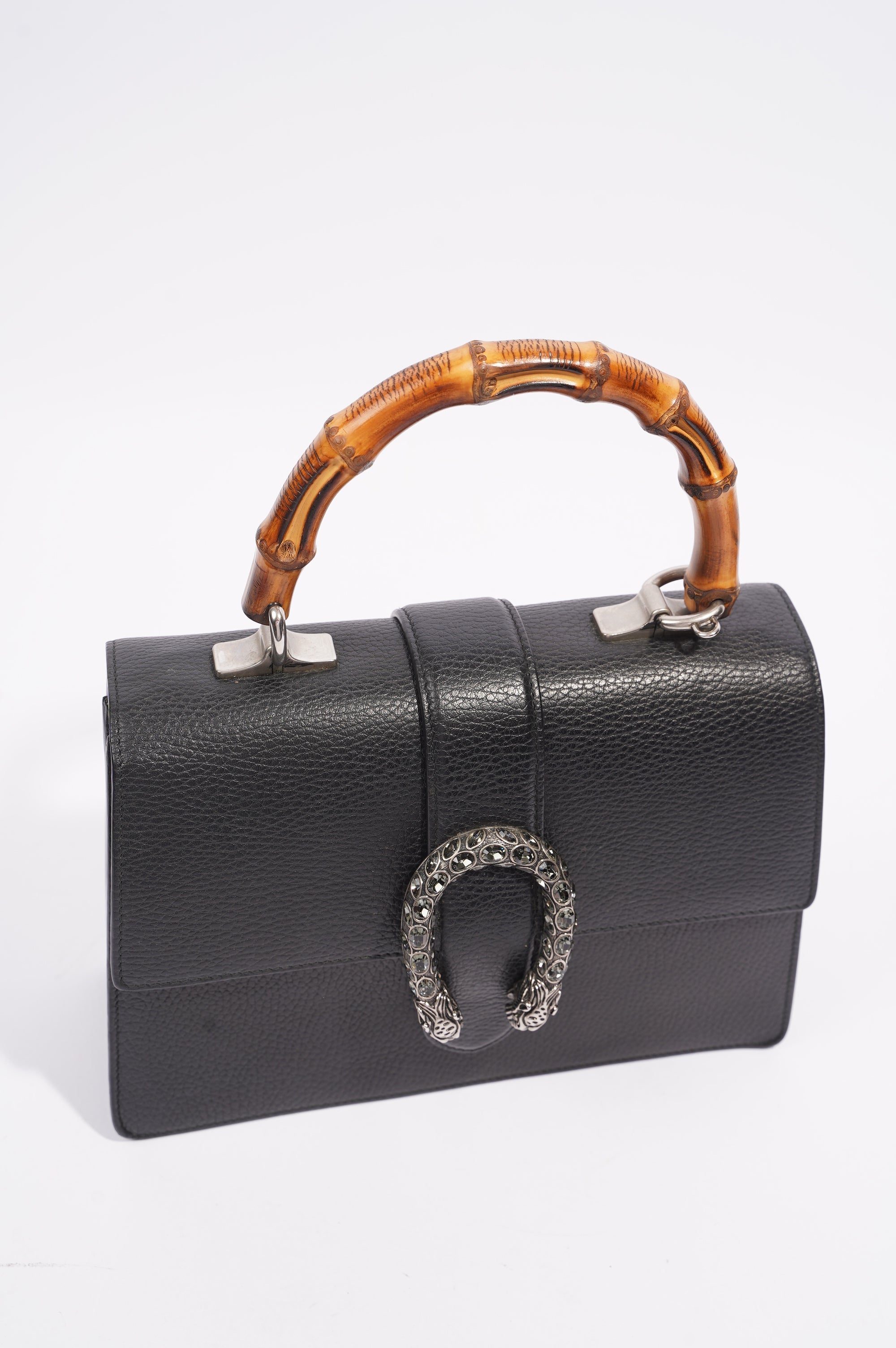 Gucci Dionysus Bamboo Top Handle Black Silver Medium