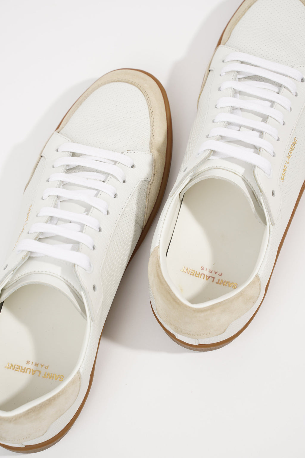 Saint Laurent Mens SL-10 Sneakers White Beige EU 39 / UK 5