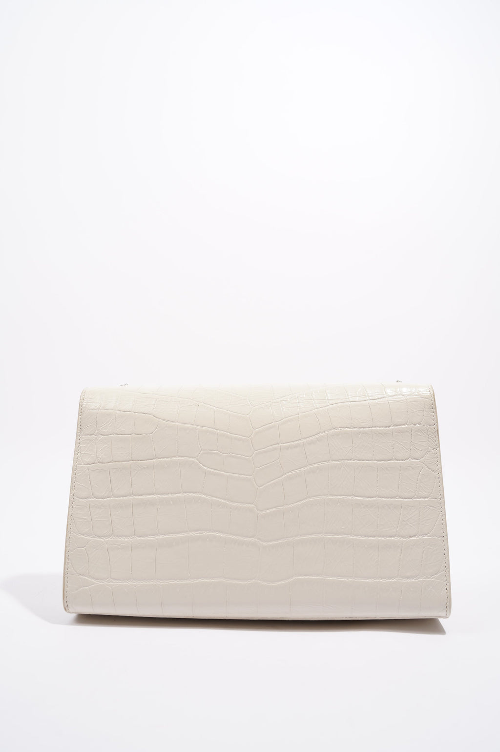 Saint Laurent Womens Kate Tassel Bag White Croc Medium