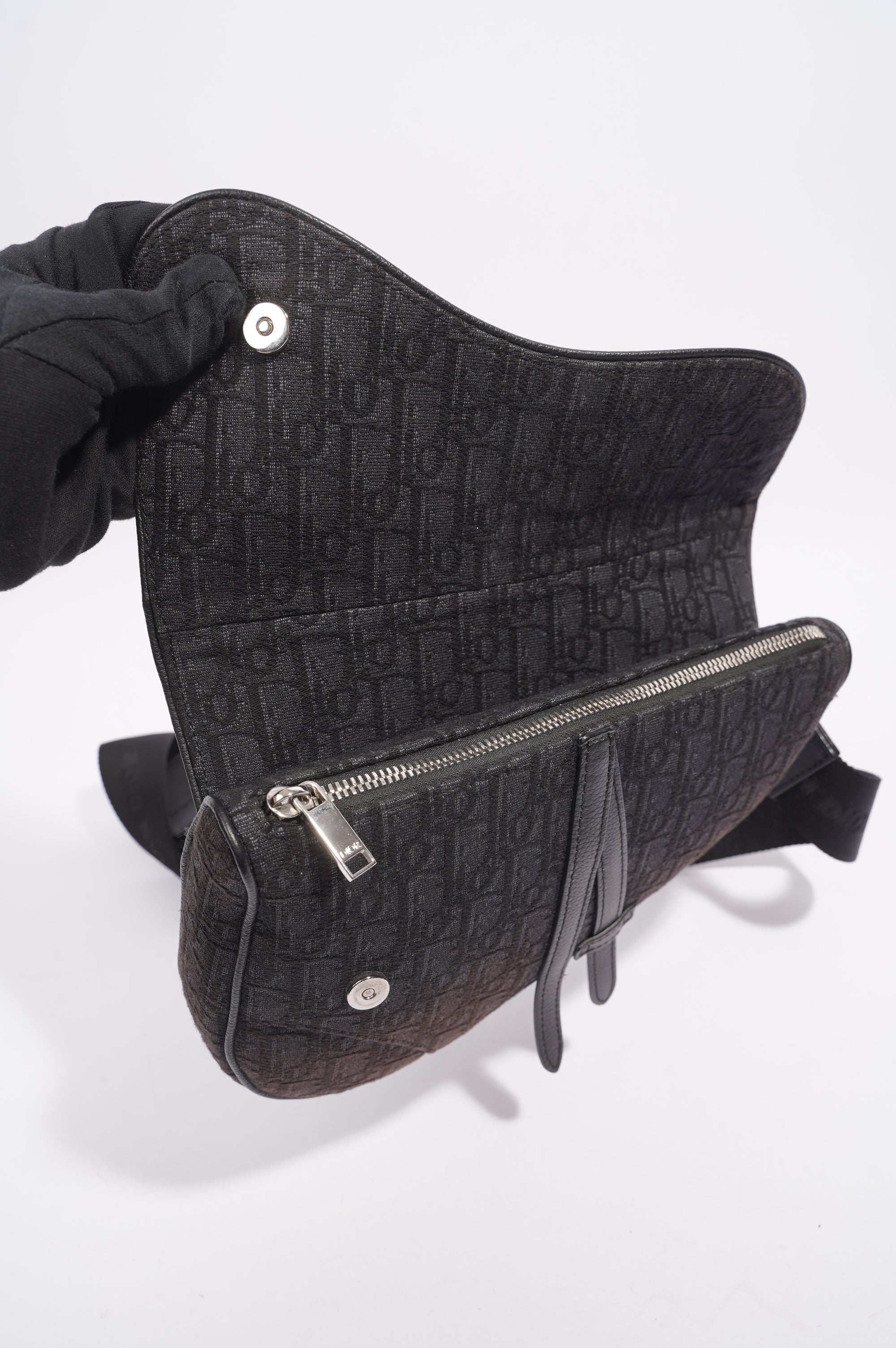 Christian Dior Saddle Bag Dark Grey Oblique Canvas