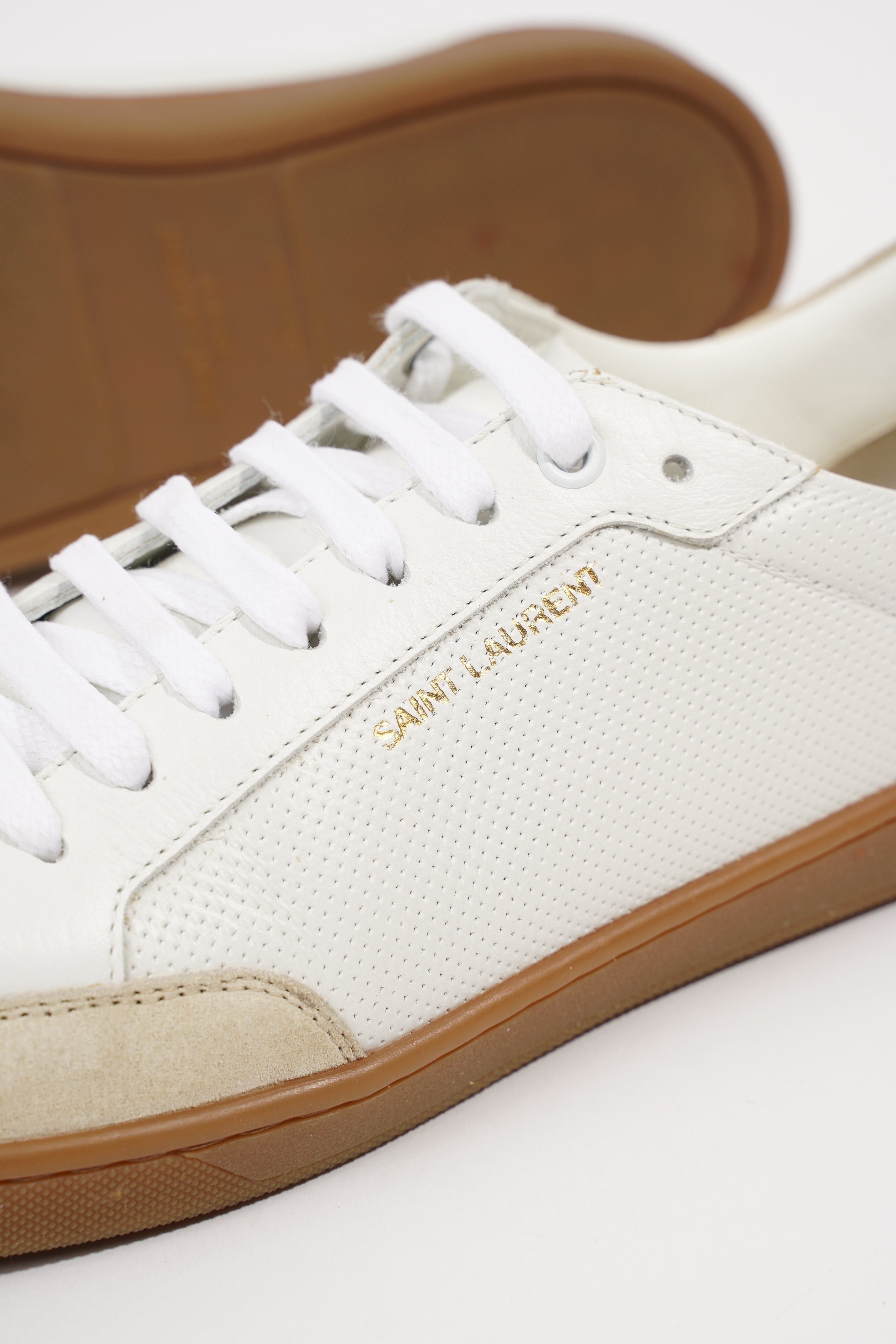 Saint Laurent Mens SL-10 Sneakers White Beige EU 39 / UK 5
